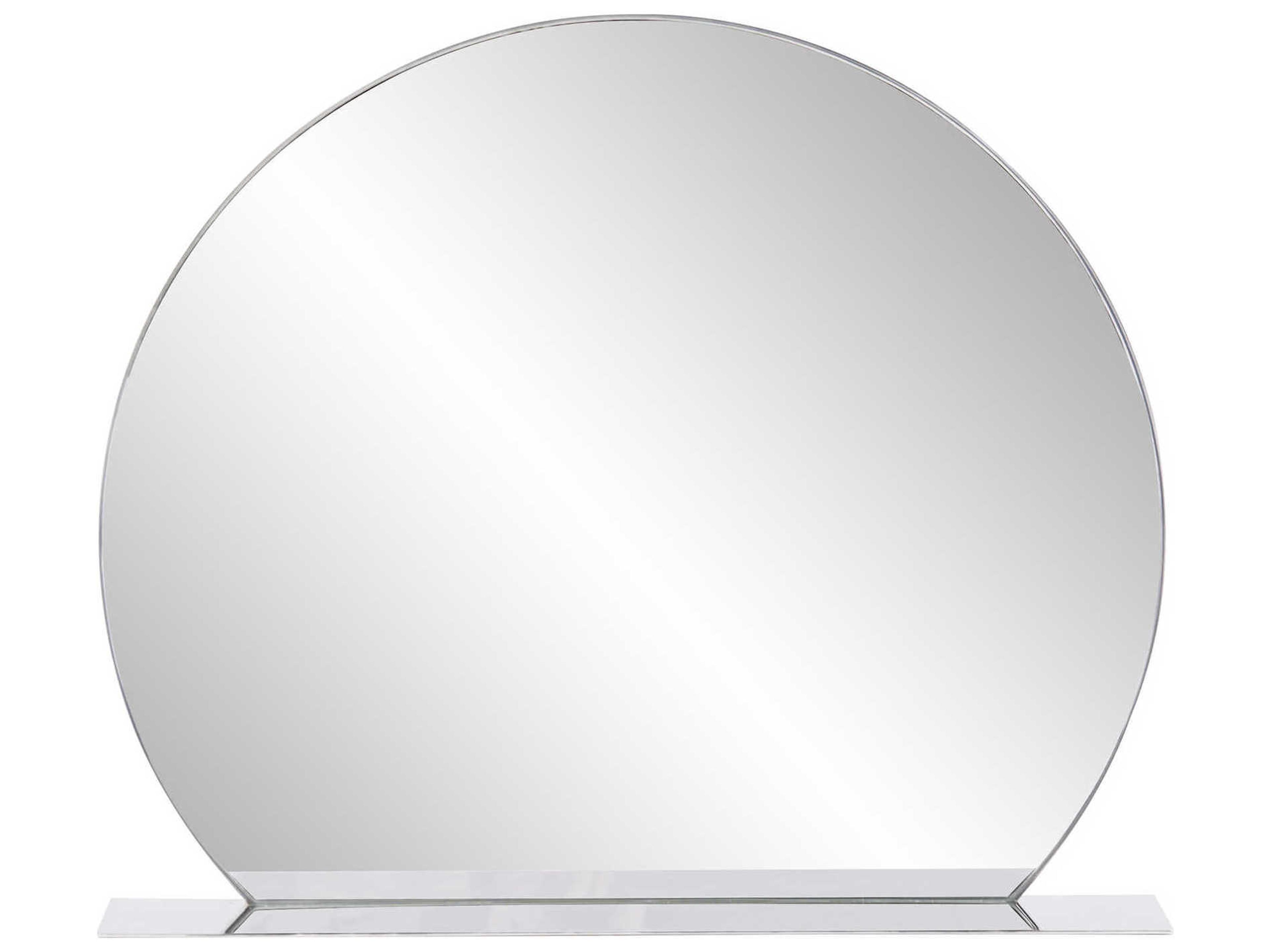 Howard Elliott Marion Polished Stainless Steel Wall Mirror with Shelf