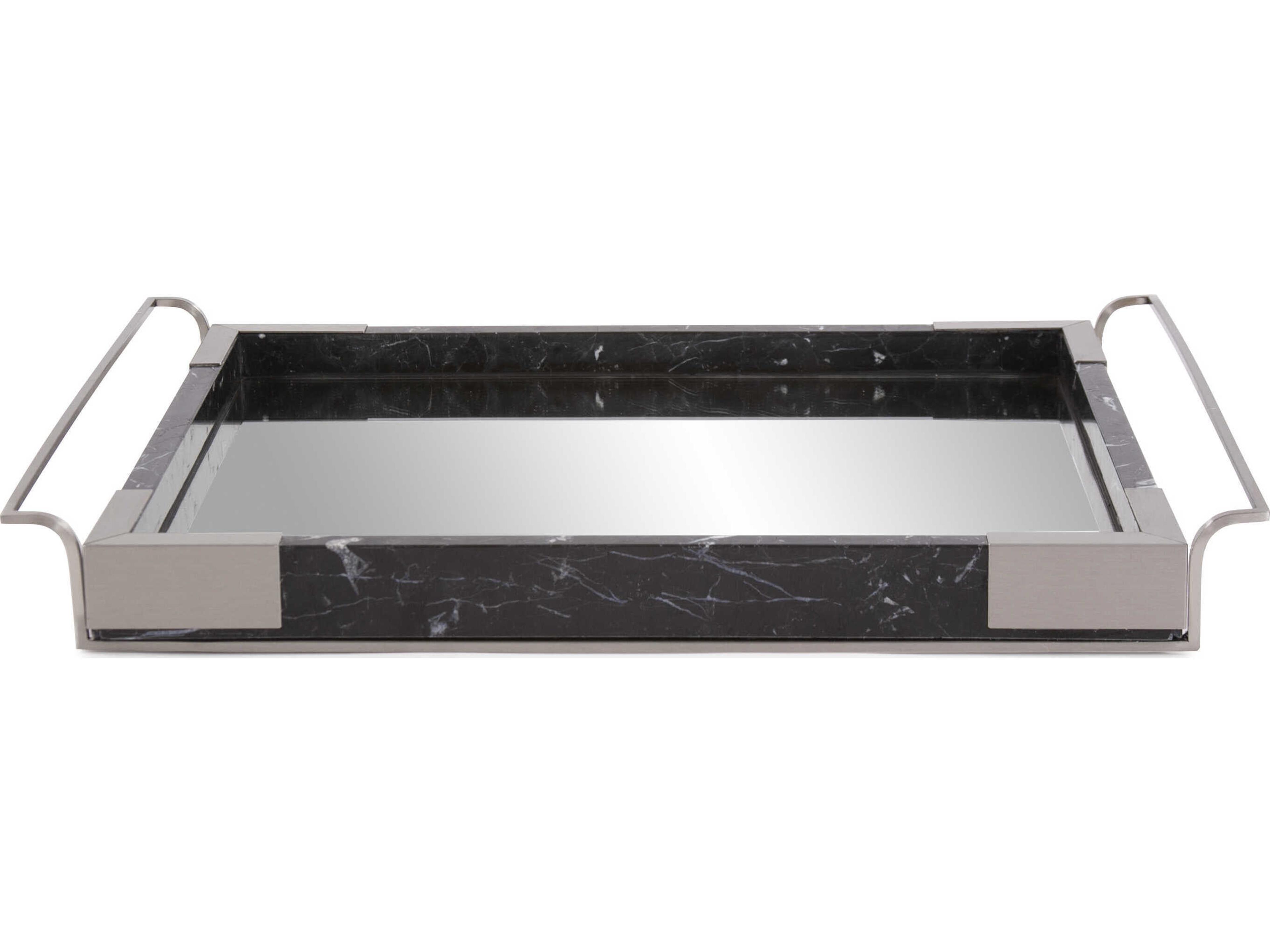 Art Deco Black Silver Serving Tray