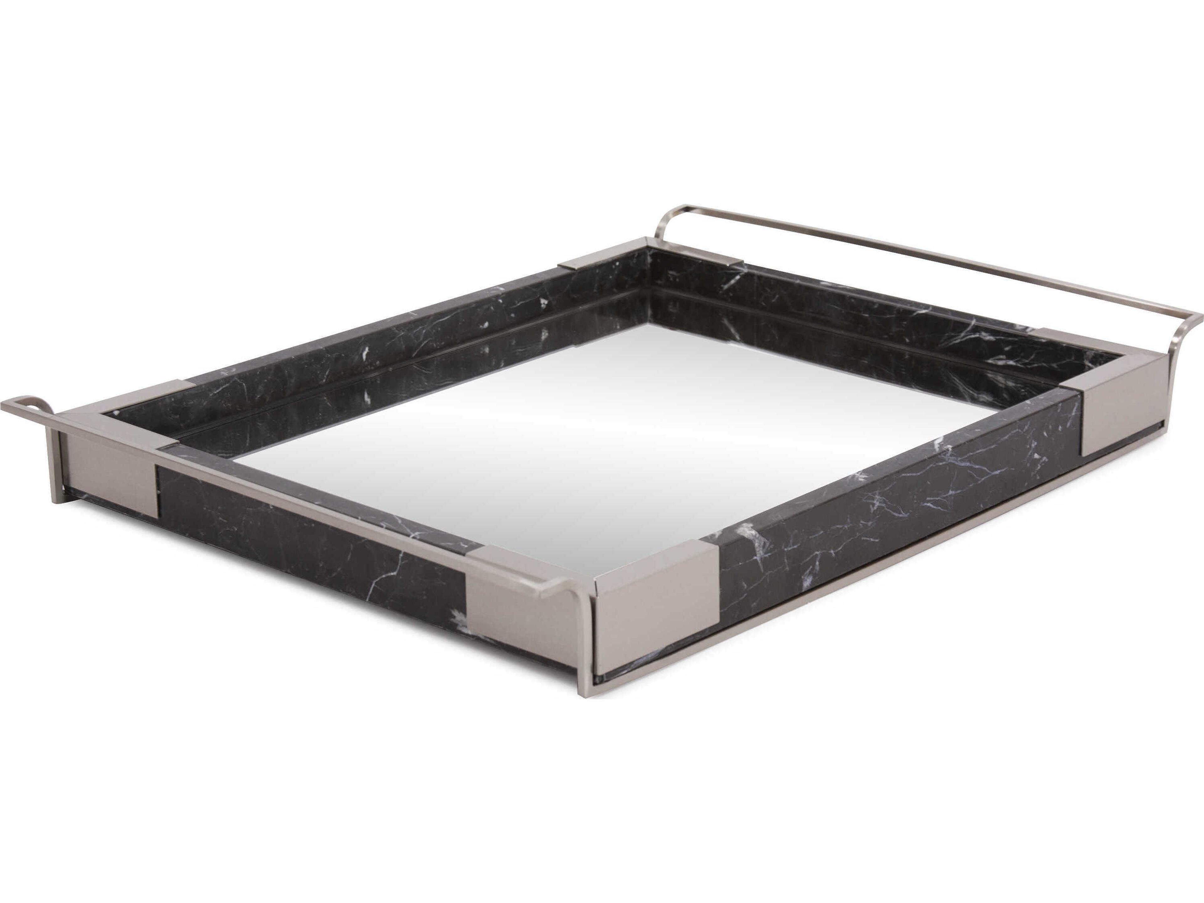 Howard Elliott Art Deco Black Silver Serving Tray