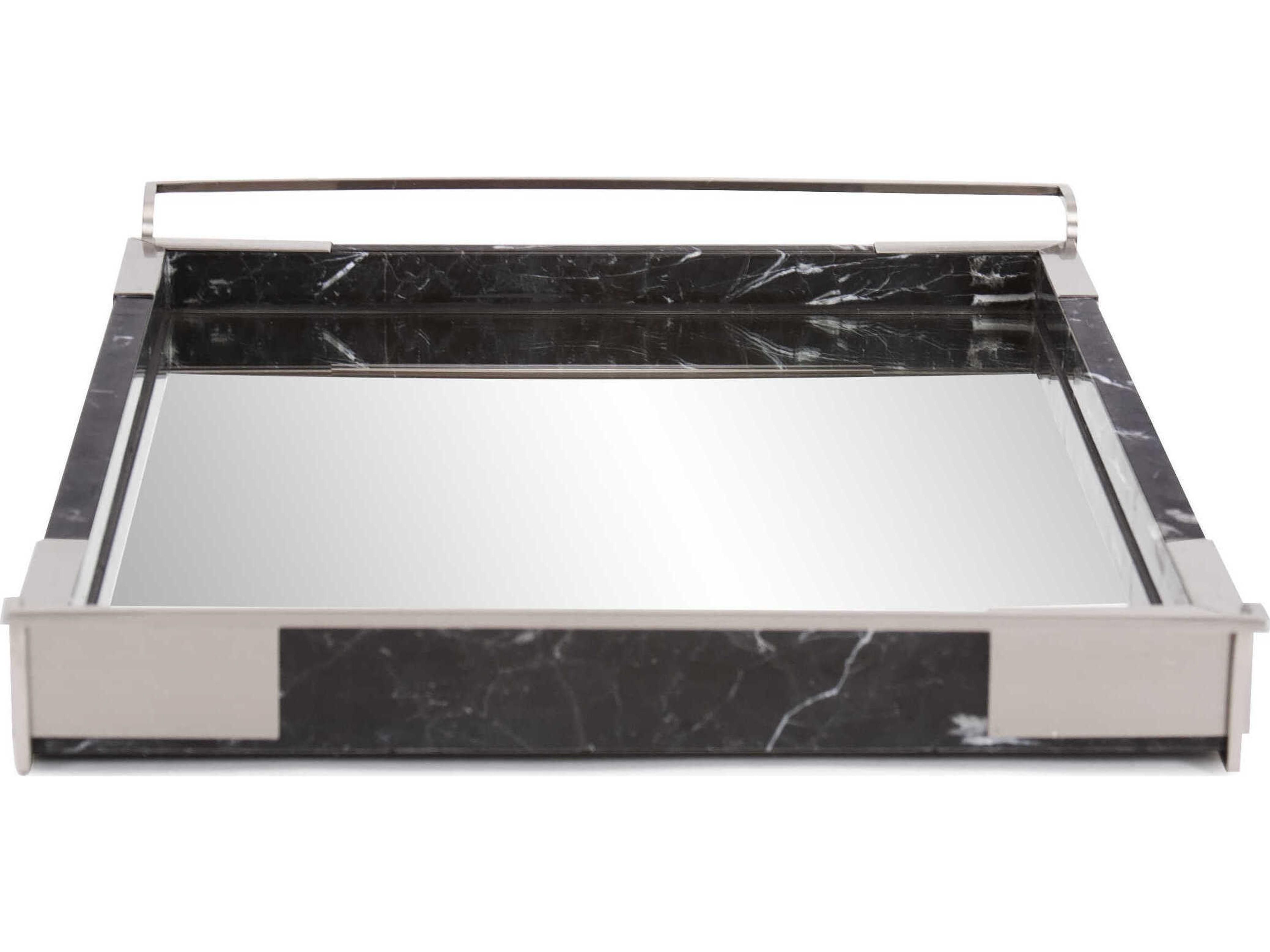 Howard Elliott Art Deco Black Silver Serving Tray
