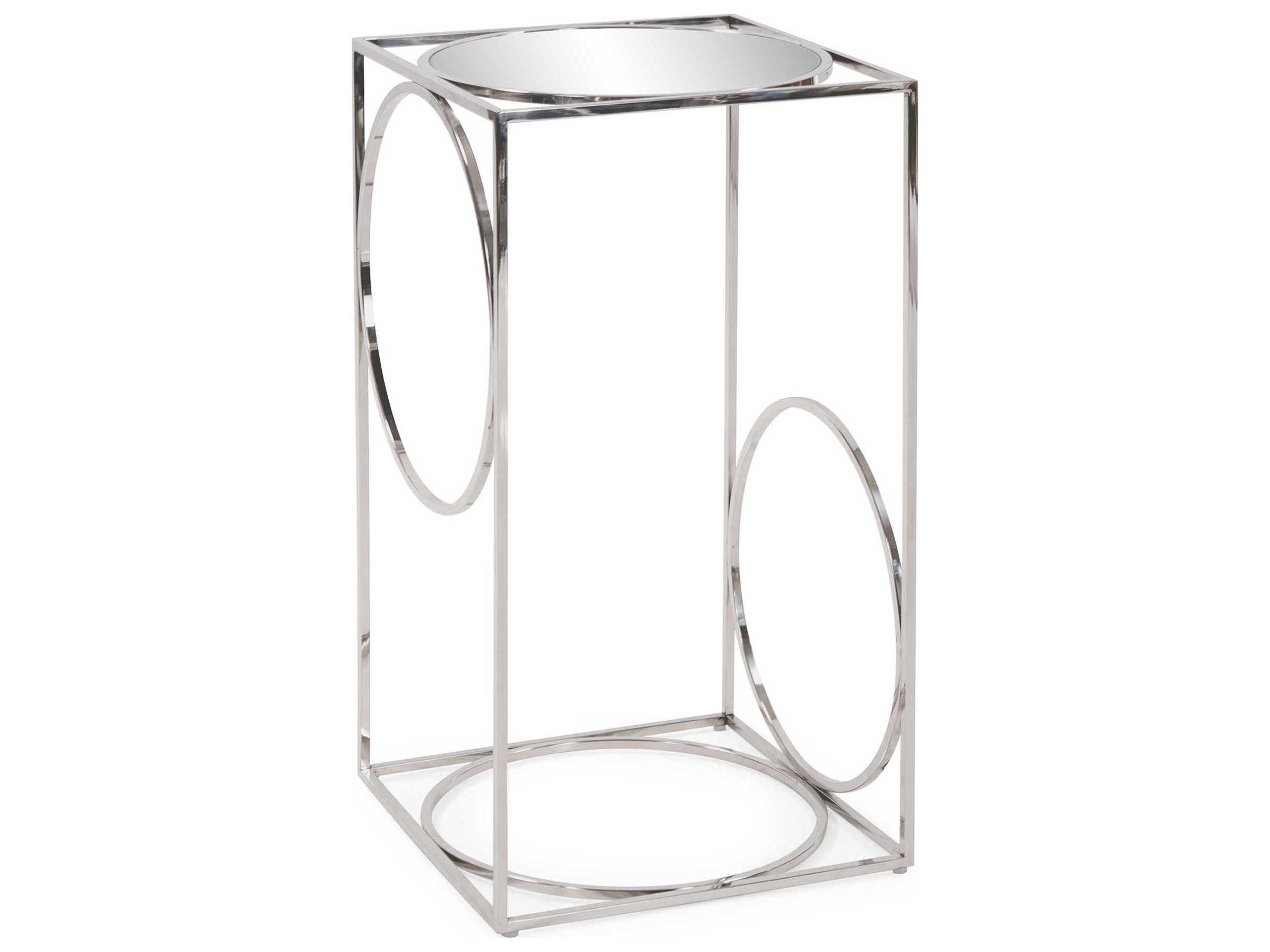 Howard Elliott Square Glass Polished Stainless Steel End Table