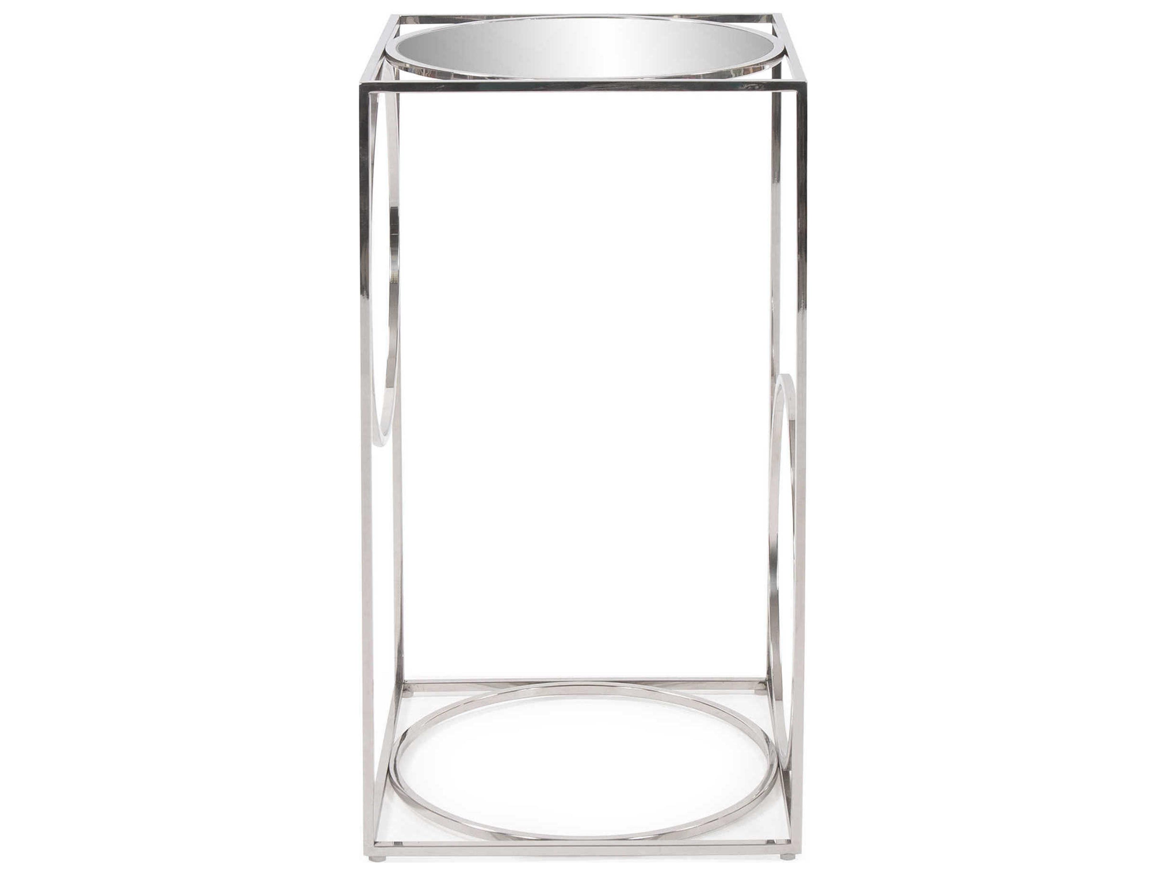 Howard Elliott Square Glass Polished Stainless Steel End Table