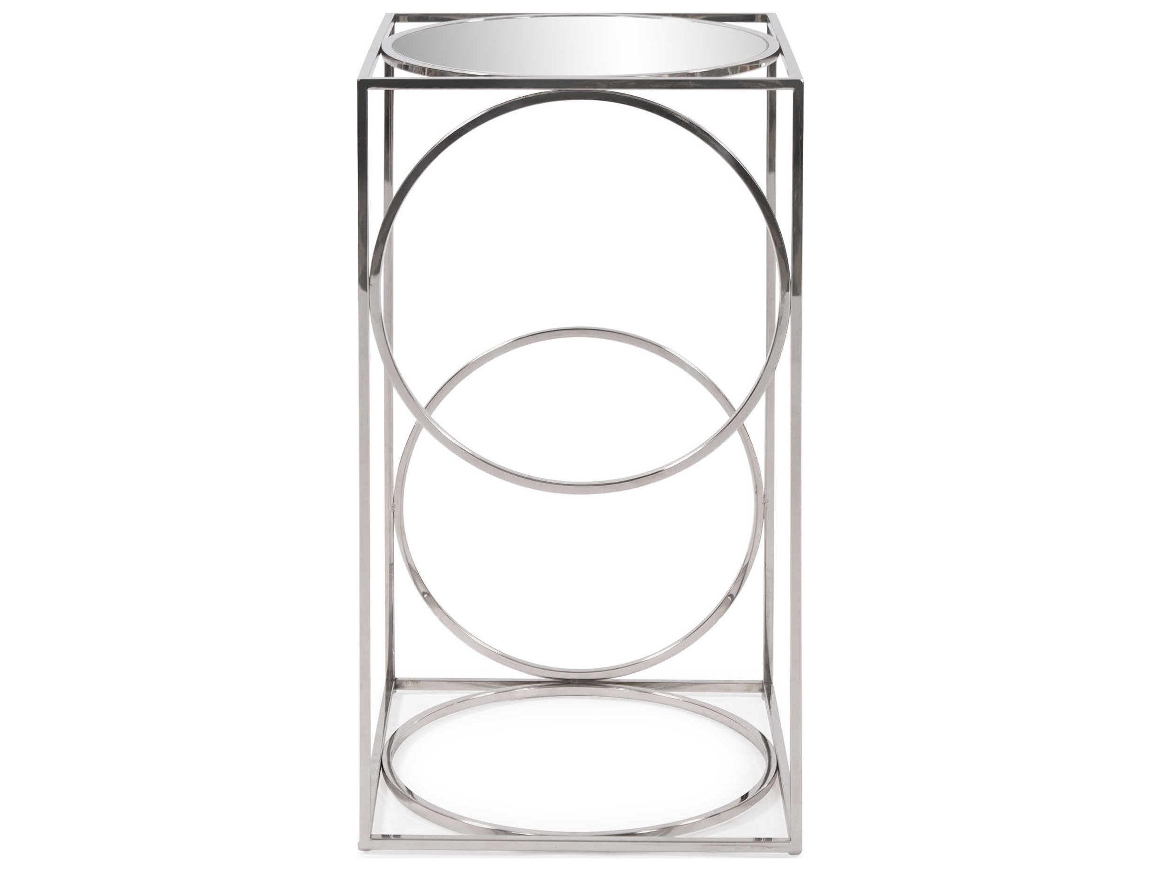 Howard Elliott Square Glass Polished Stainless Steel End Table