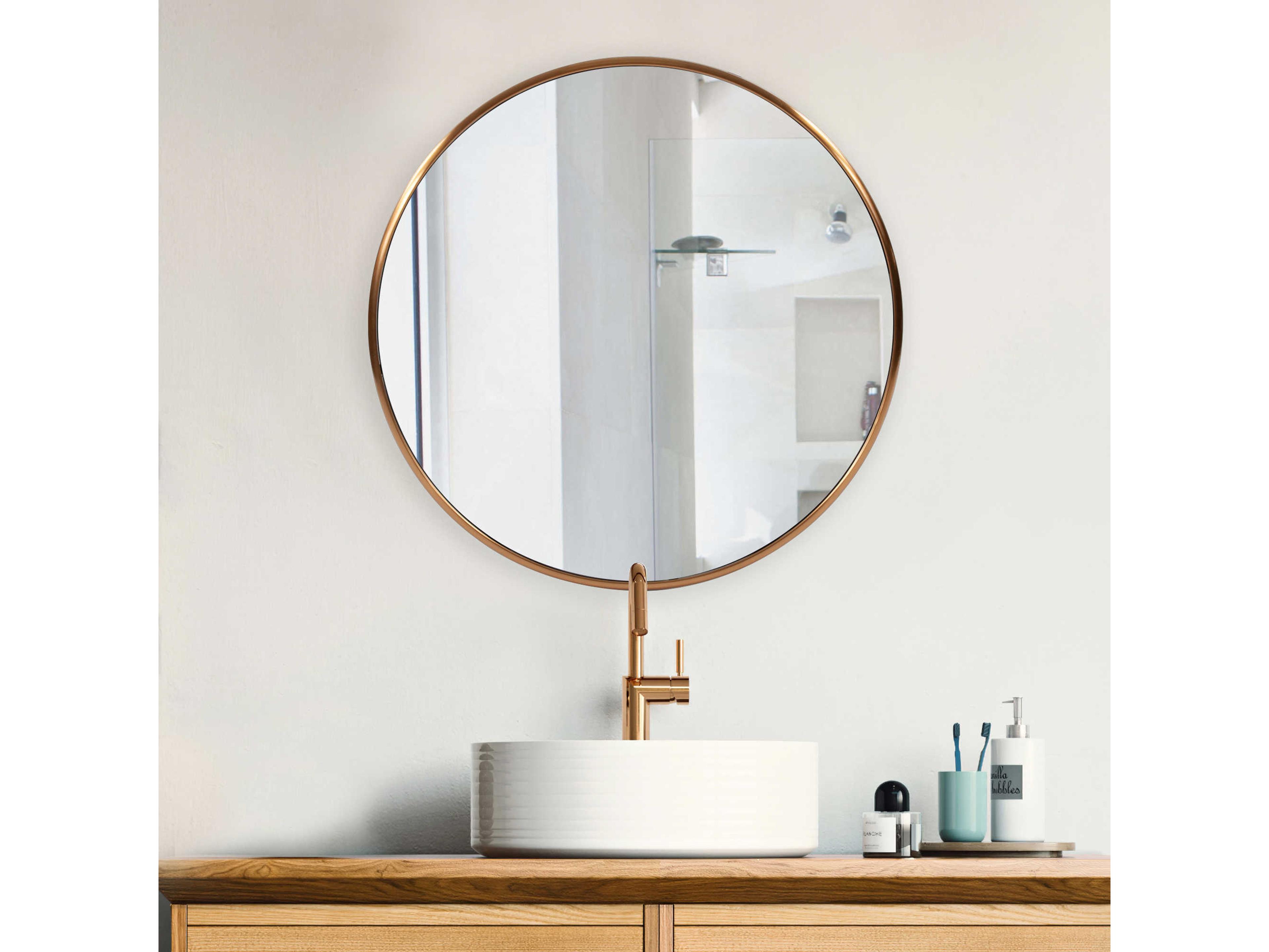Howard Elliott Yorkville Brushed Brass Round Wall Mirror