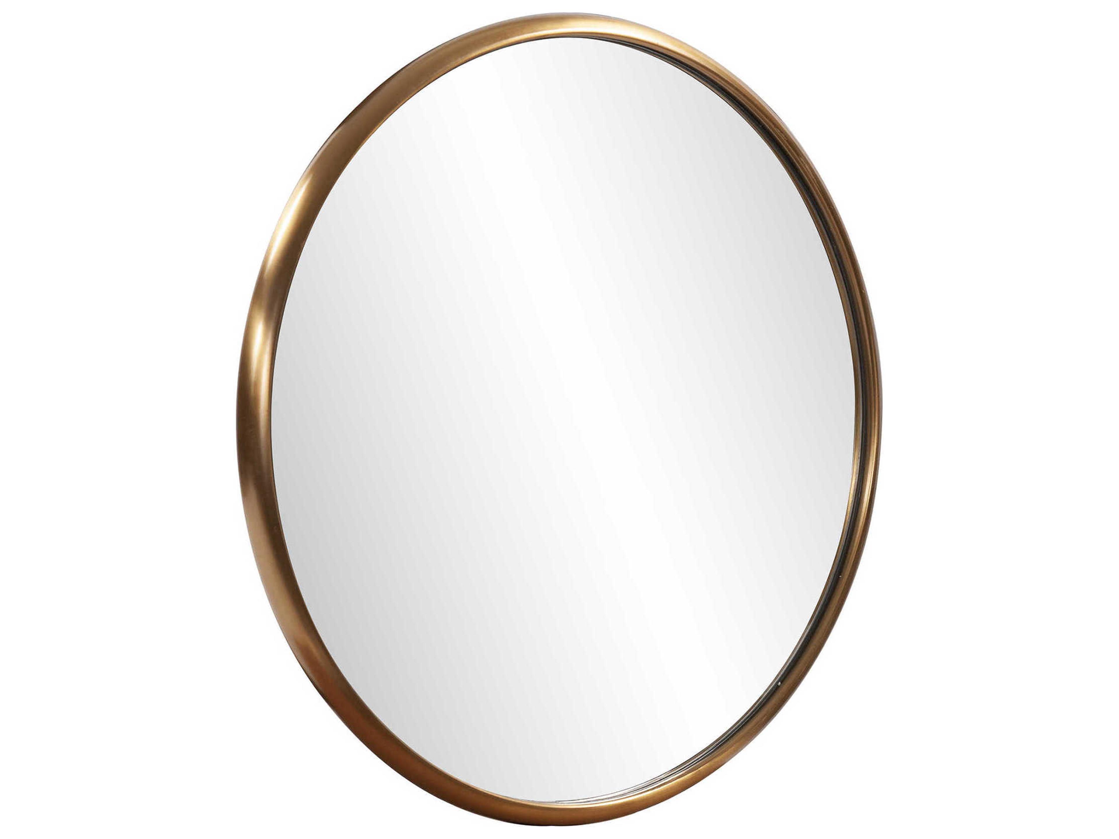 Howard Elliott Yorkville Brushed Brass Round Wall Mirror