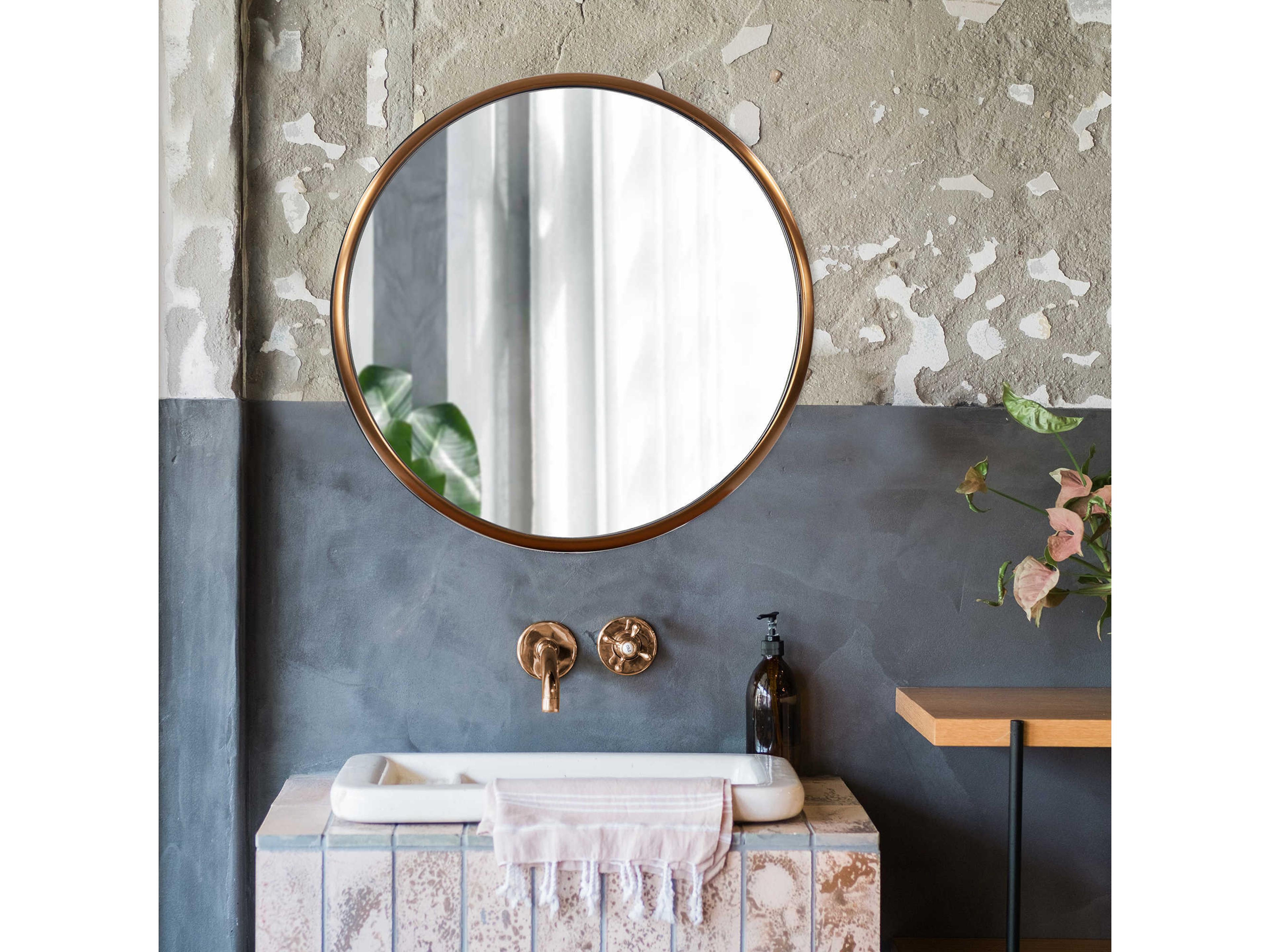 Howard Elliott Yorkville Brushed Brass Round Wall Mirror