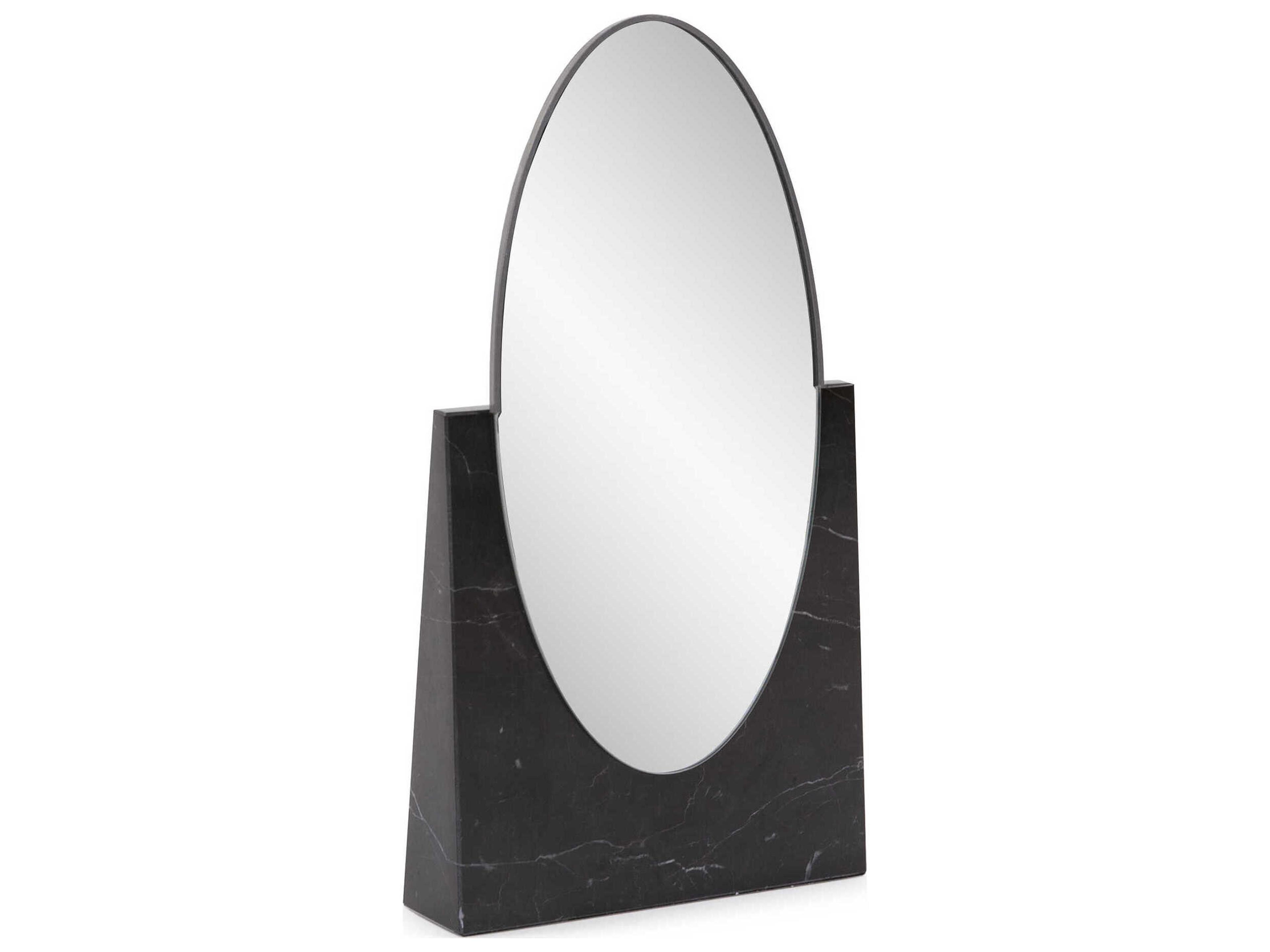 Howard Elliott Orson Black Oval Table Top Mirror