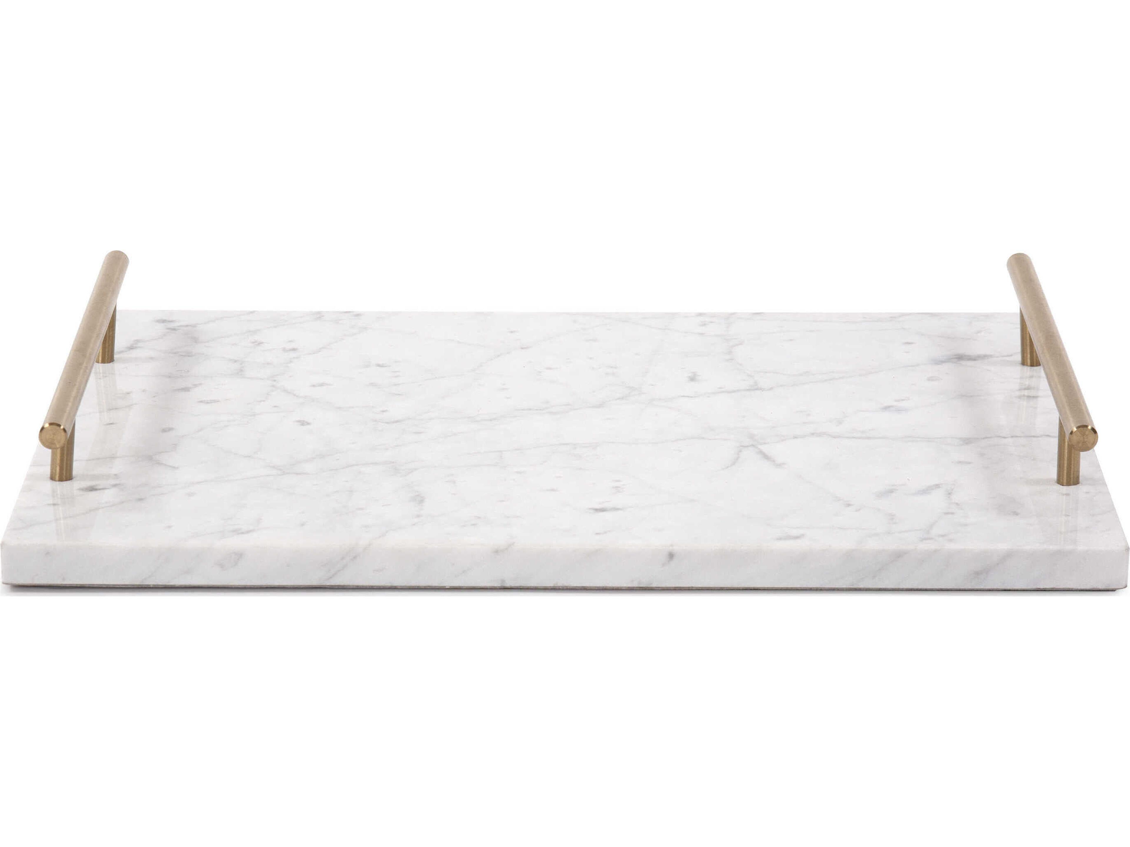 White Gray Brass Serving Tray