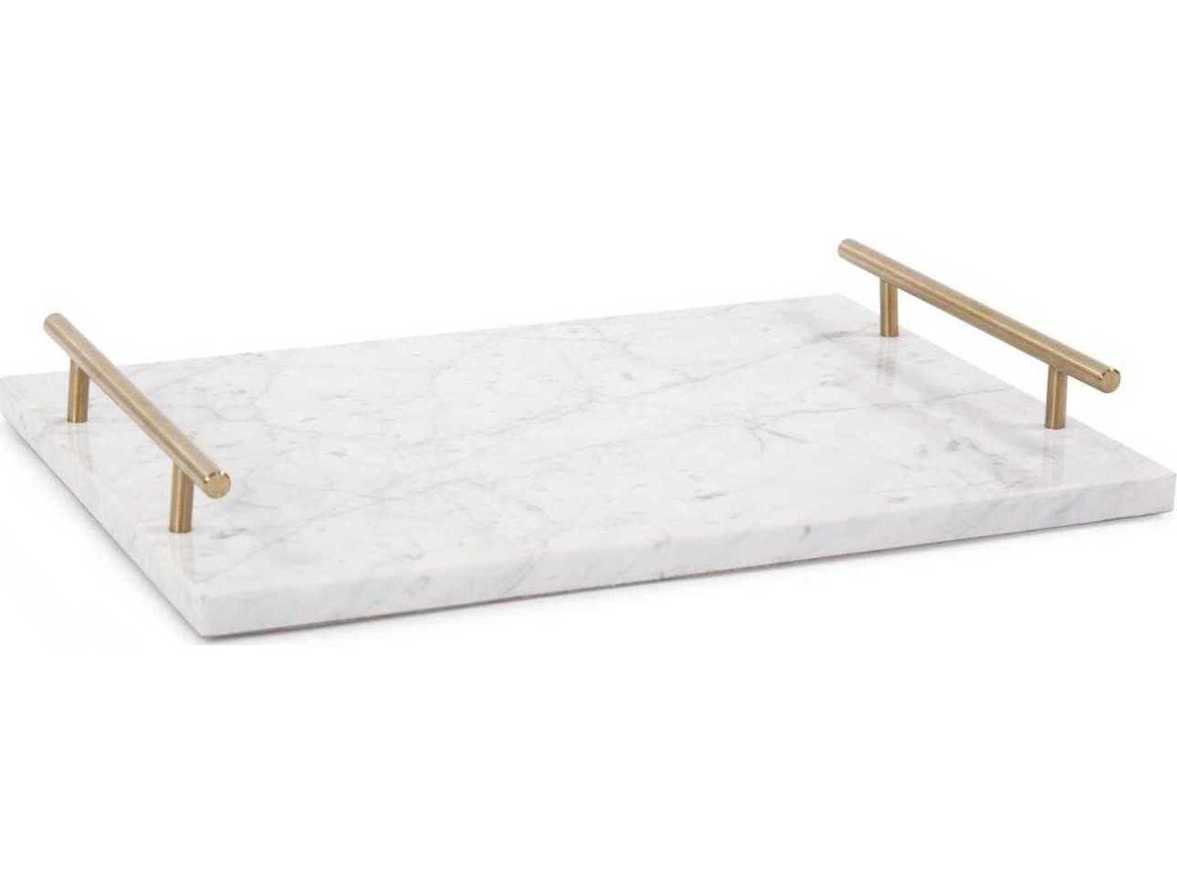 Howard Elliott White Gray Brass Serving Tray