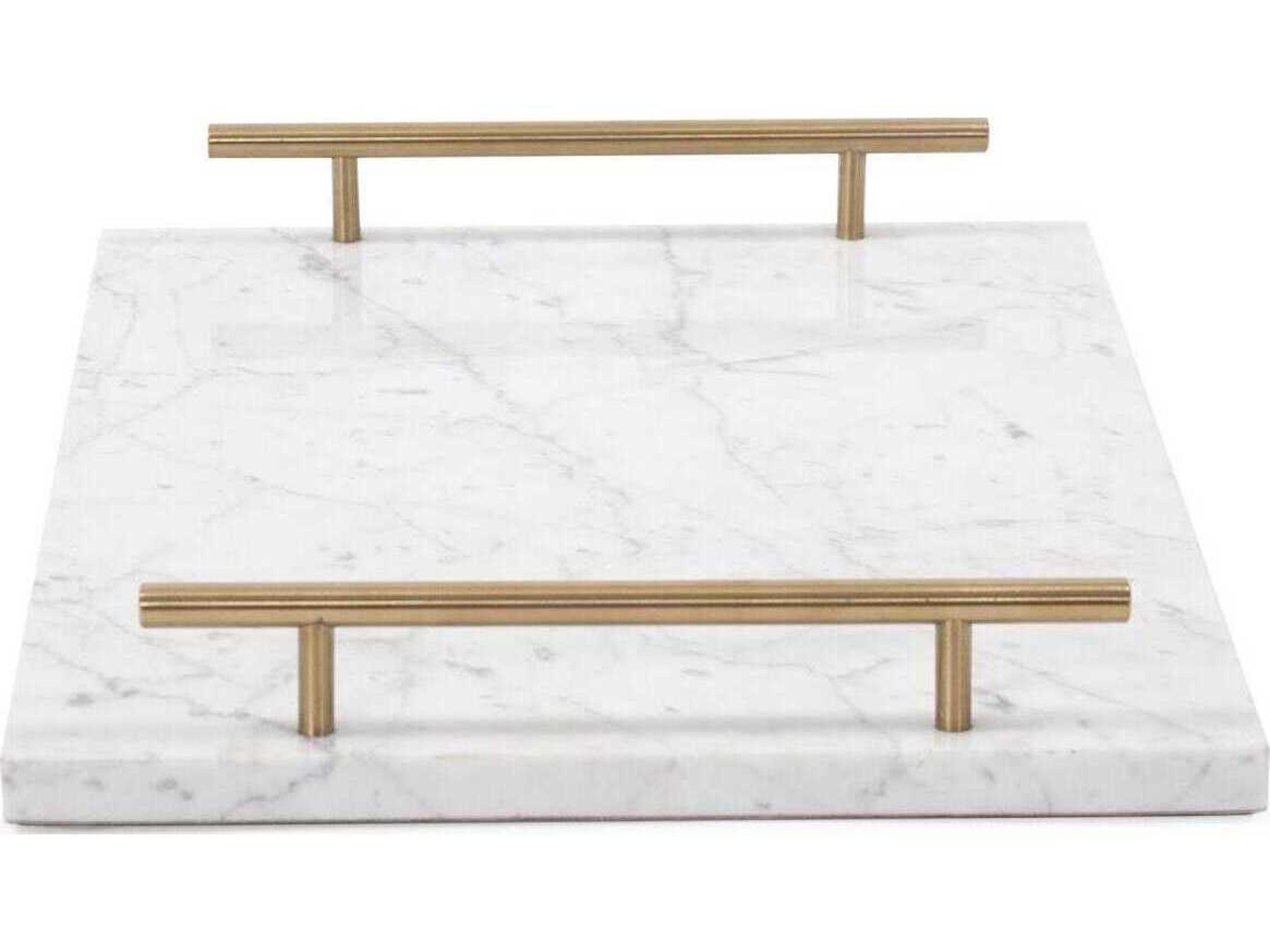 Howard Elliott White Gray Brass Serving Tray