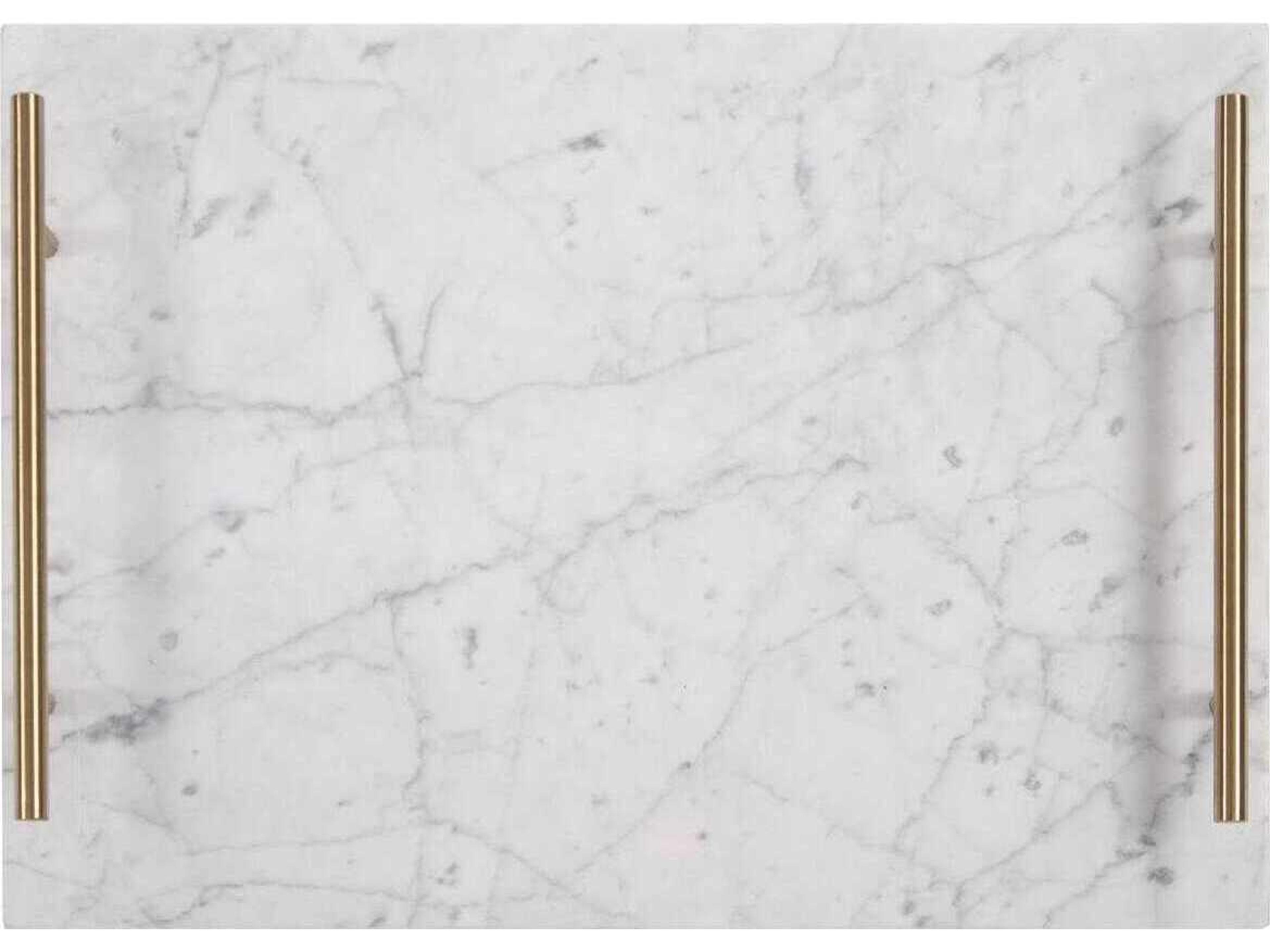 Howard Elliott White Gray Brass Serving Tray