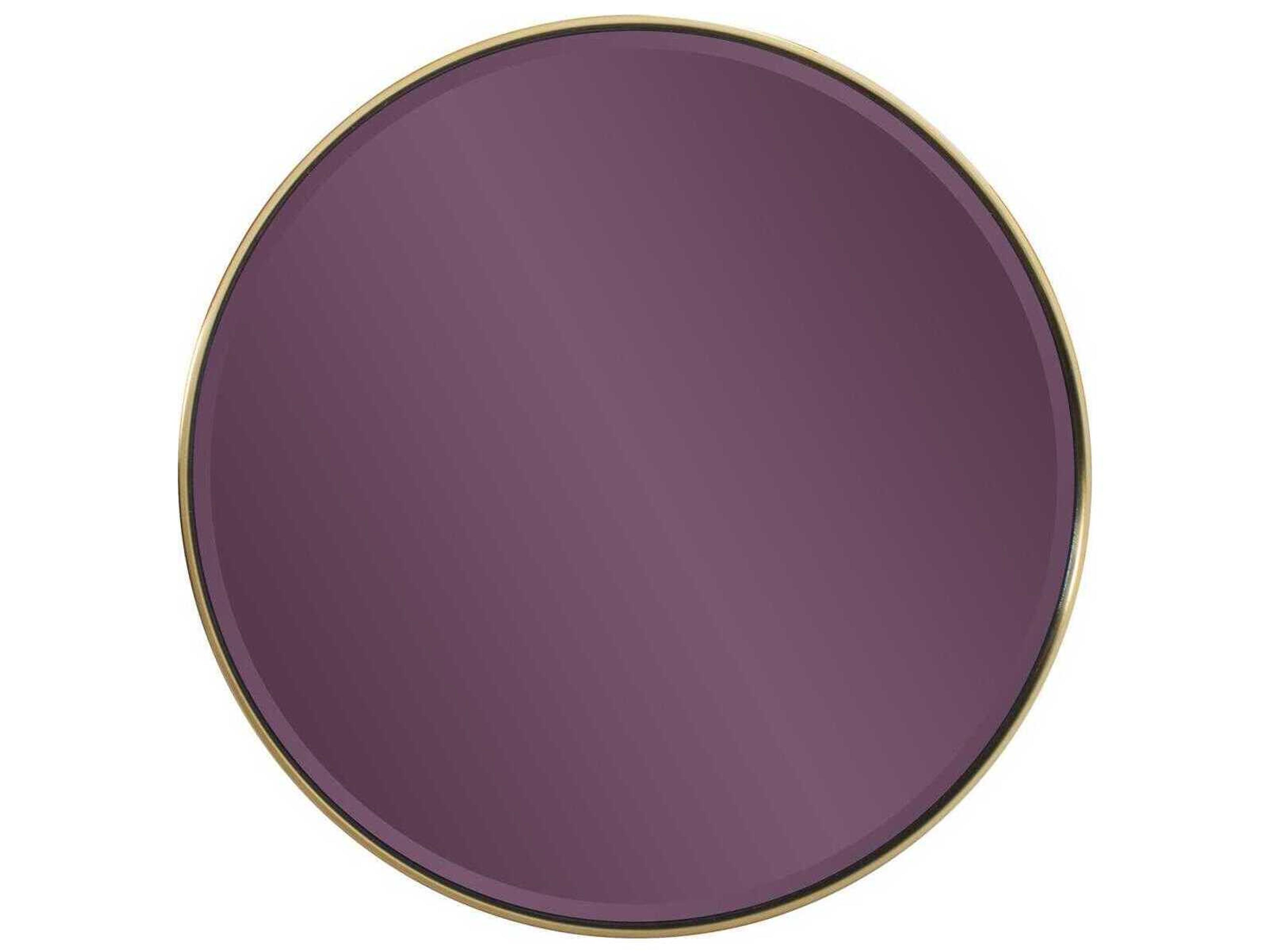 Broidy Aubergine Purple Gold Round Wall Mirror