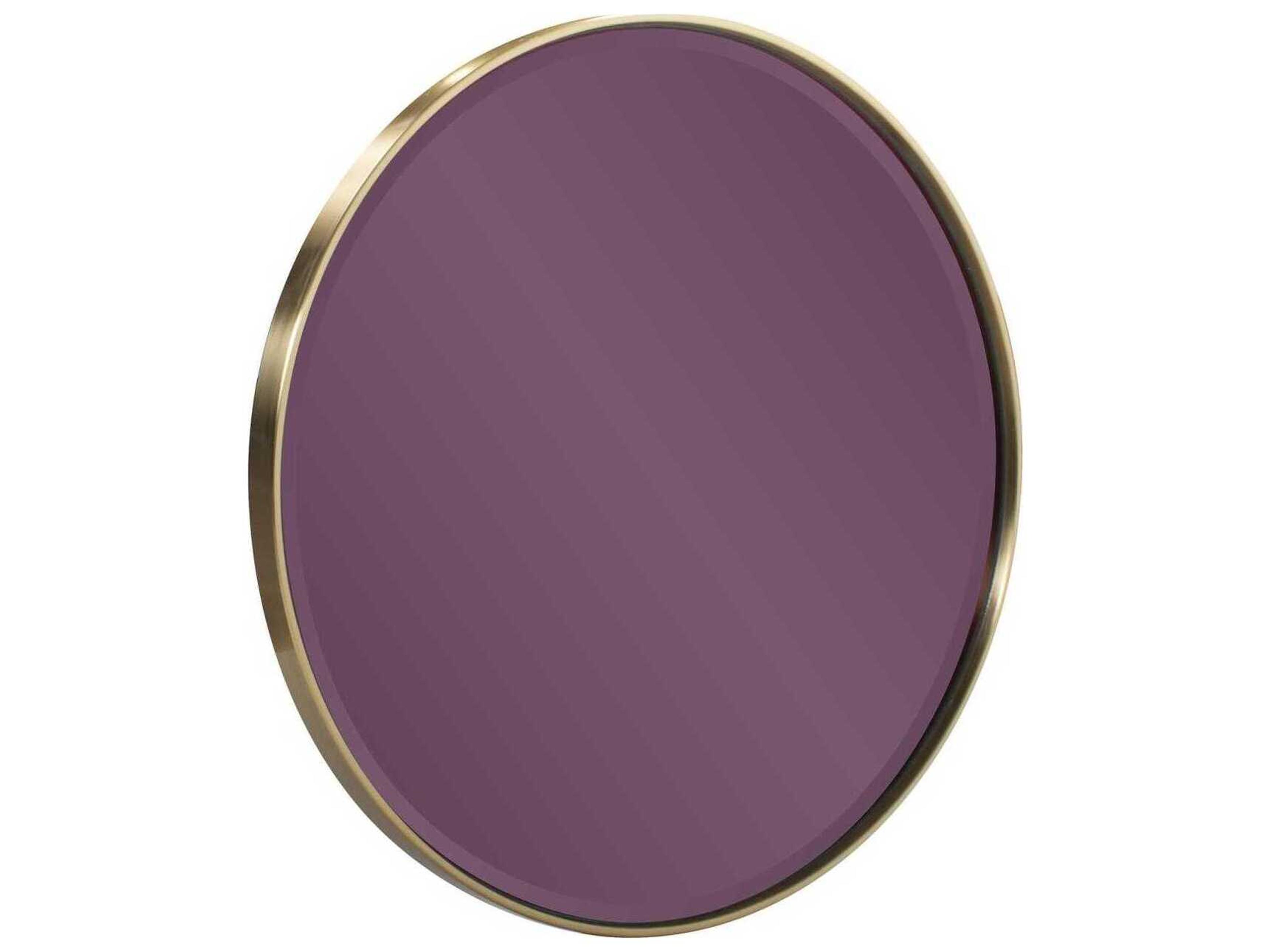 Howard Elliott Broidy Aubergine Purple Gold Round Wall Mirror