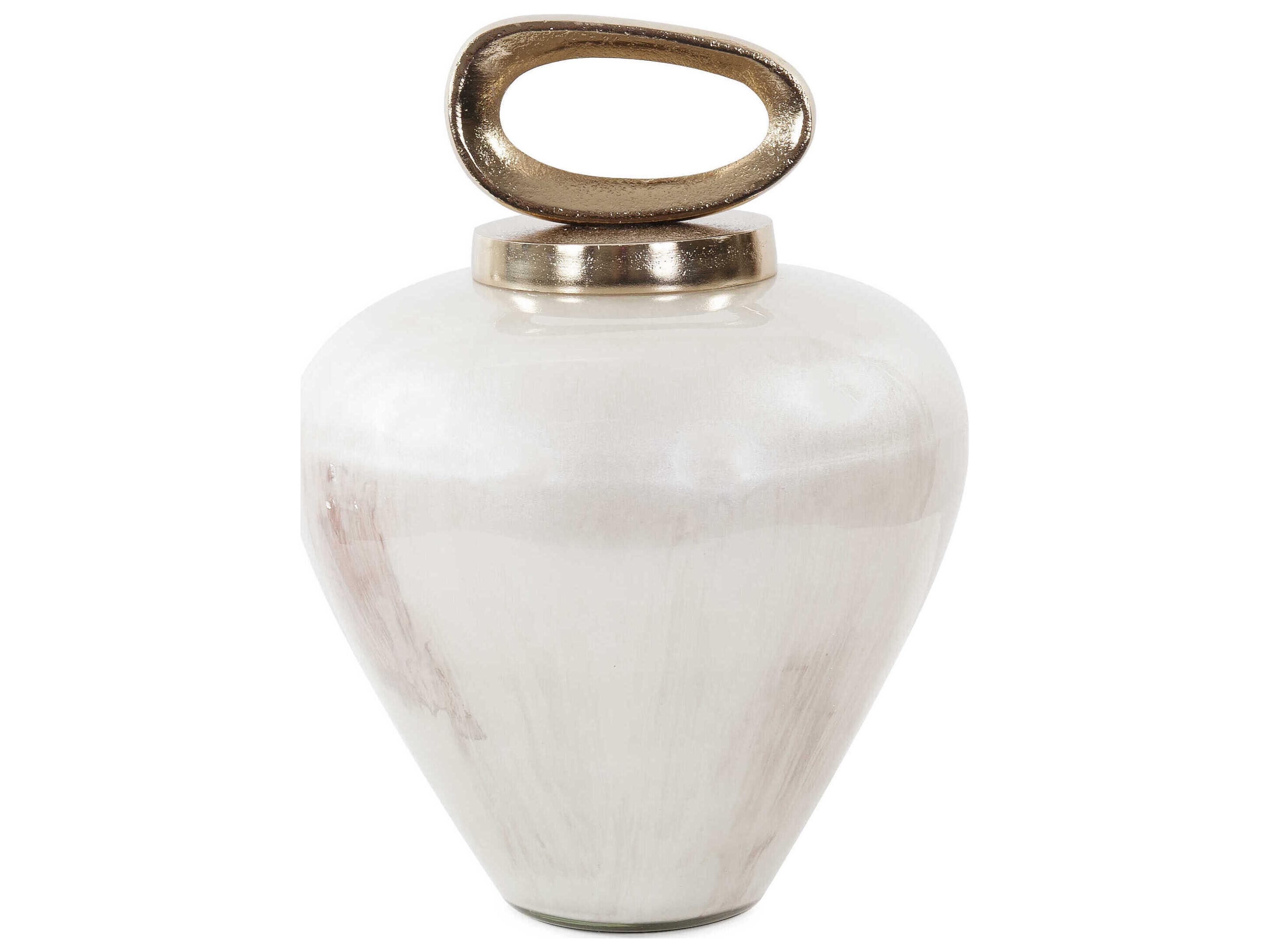 Reza Glass Urn with Ornate Metal Top