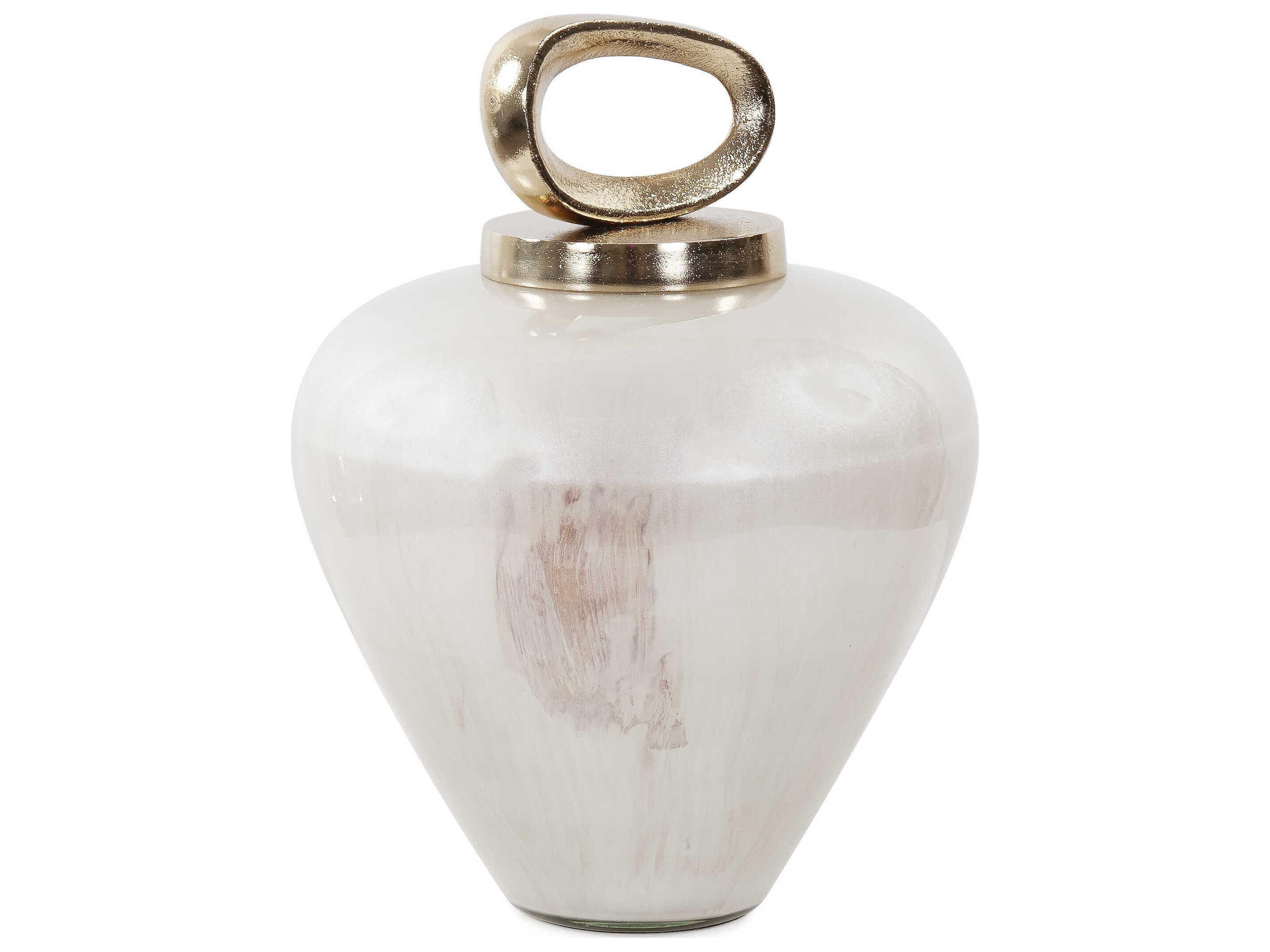 Howard Elliott Reza Glass Urn with Ornate Metal Top