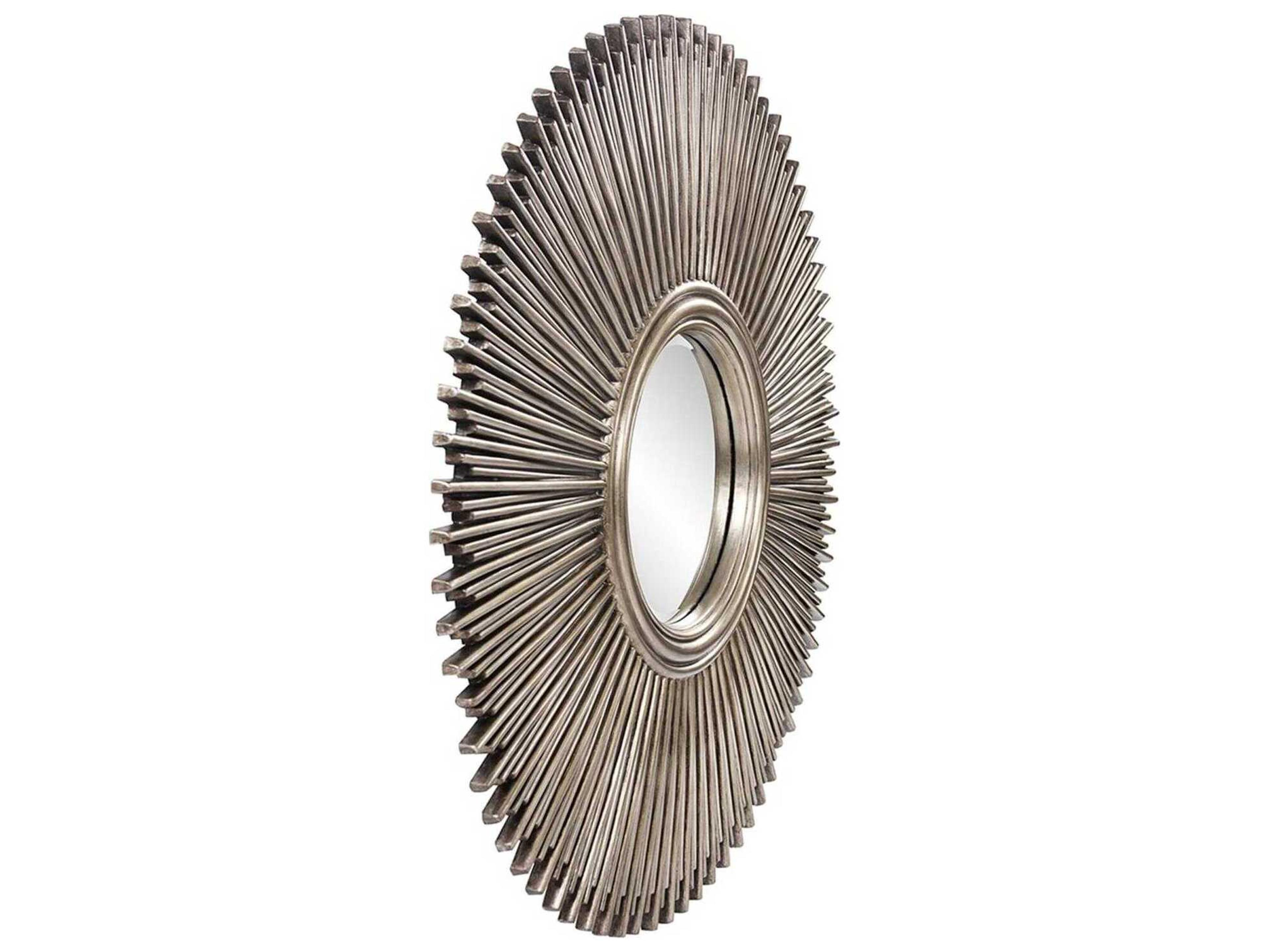 Howard Elliott Singapore Silver Leaf Round Wall Mirror