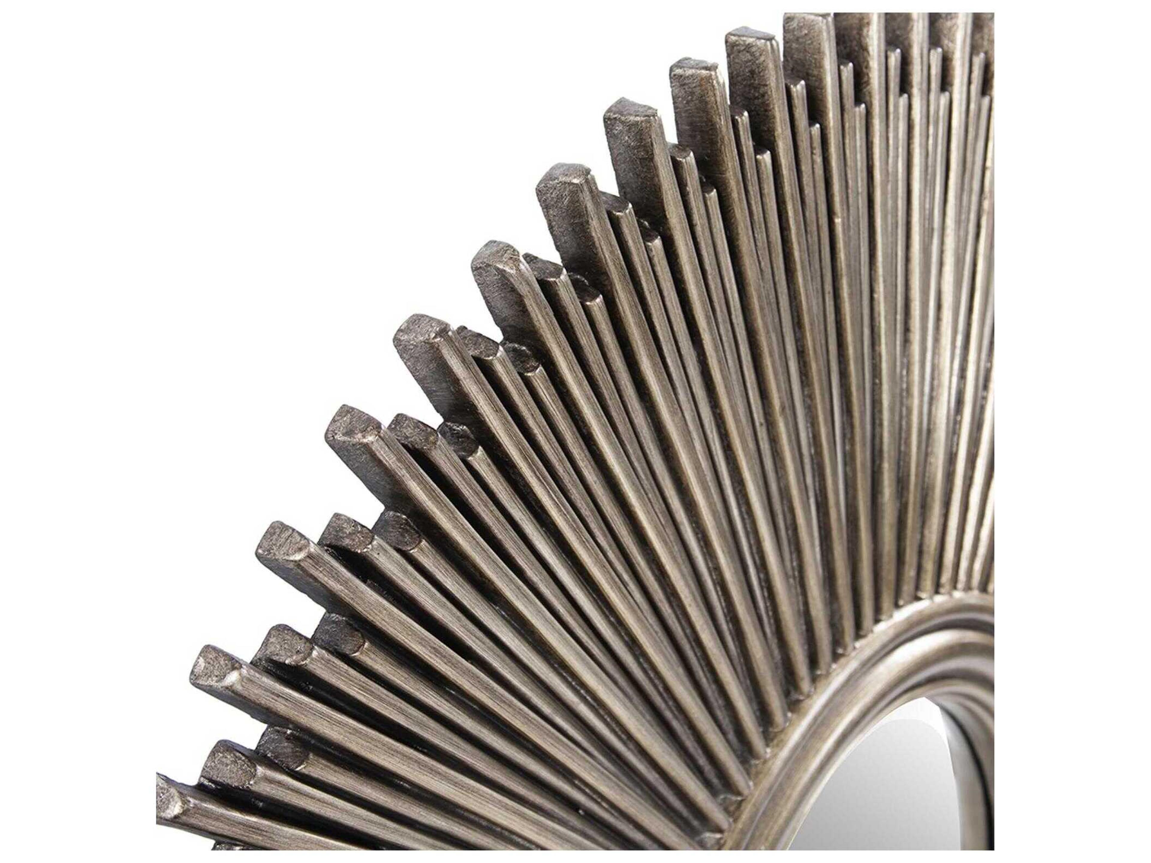 Howard Elliott Singapore Silver Leaf Round Wall Mirror