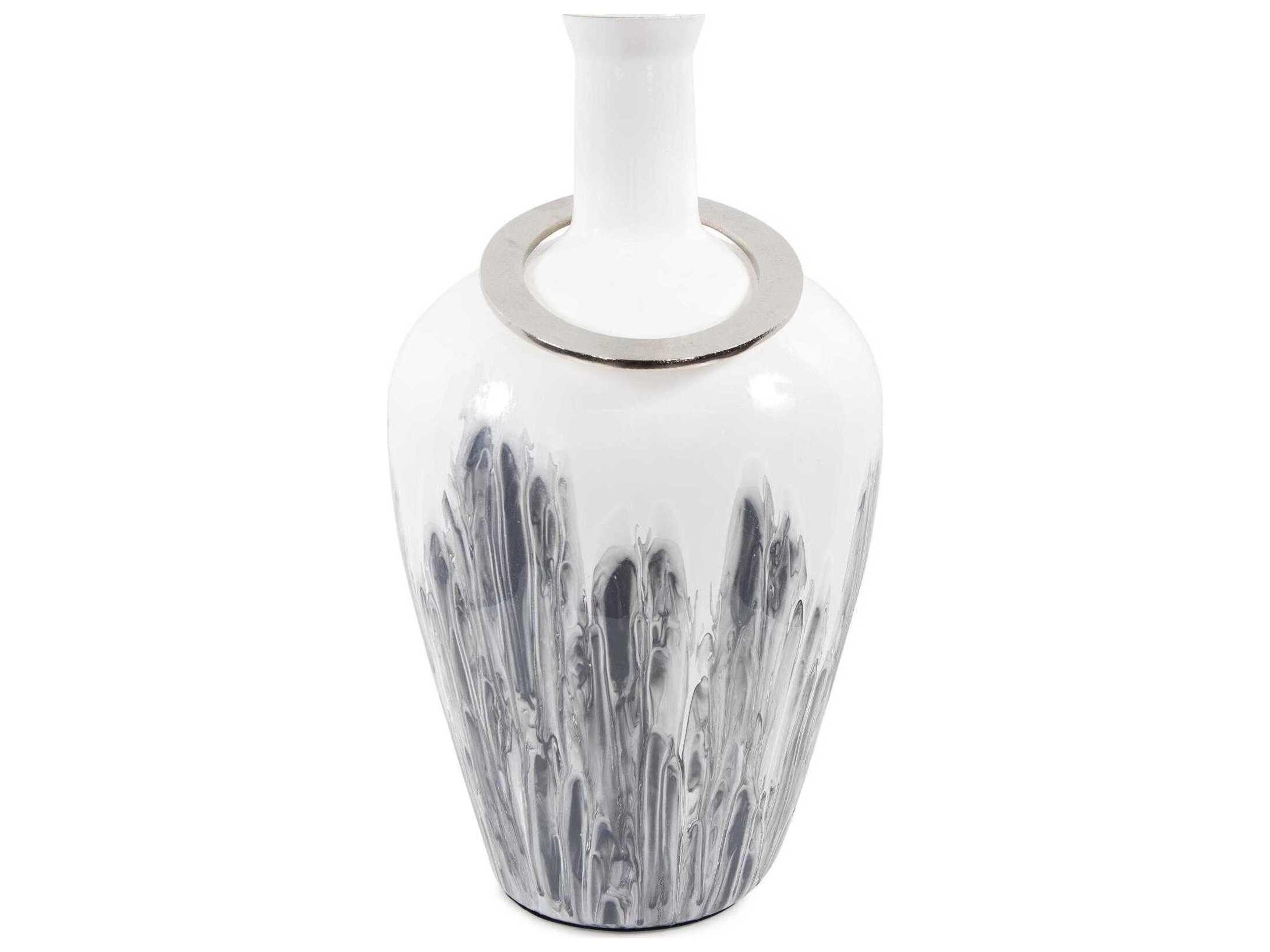 Howard Elliott Albrecht White Nickel Thin Necked Glass Vase