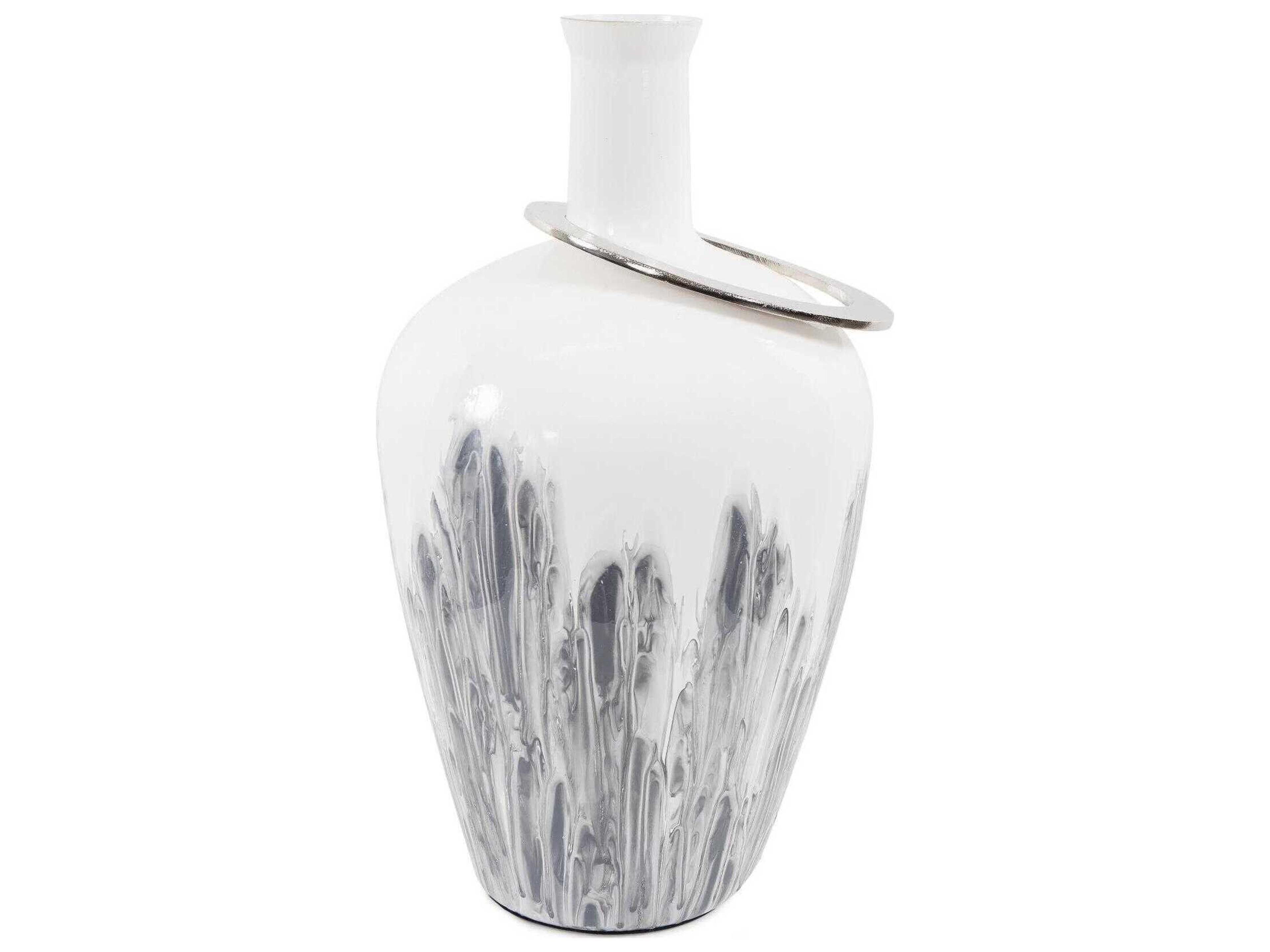 Howard Elliott Albrecht White Nickel Thin Necked Glass Vase