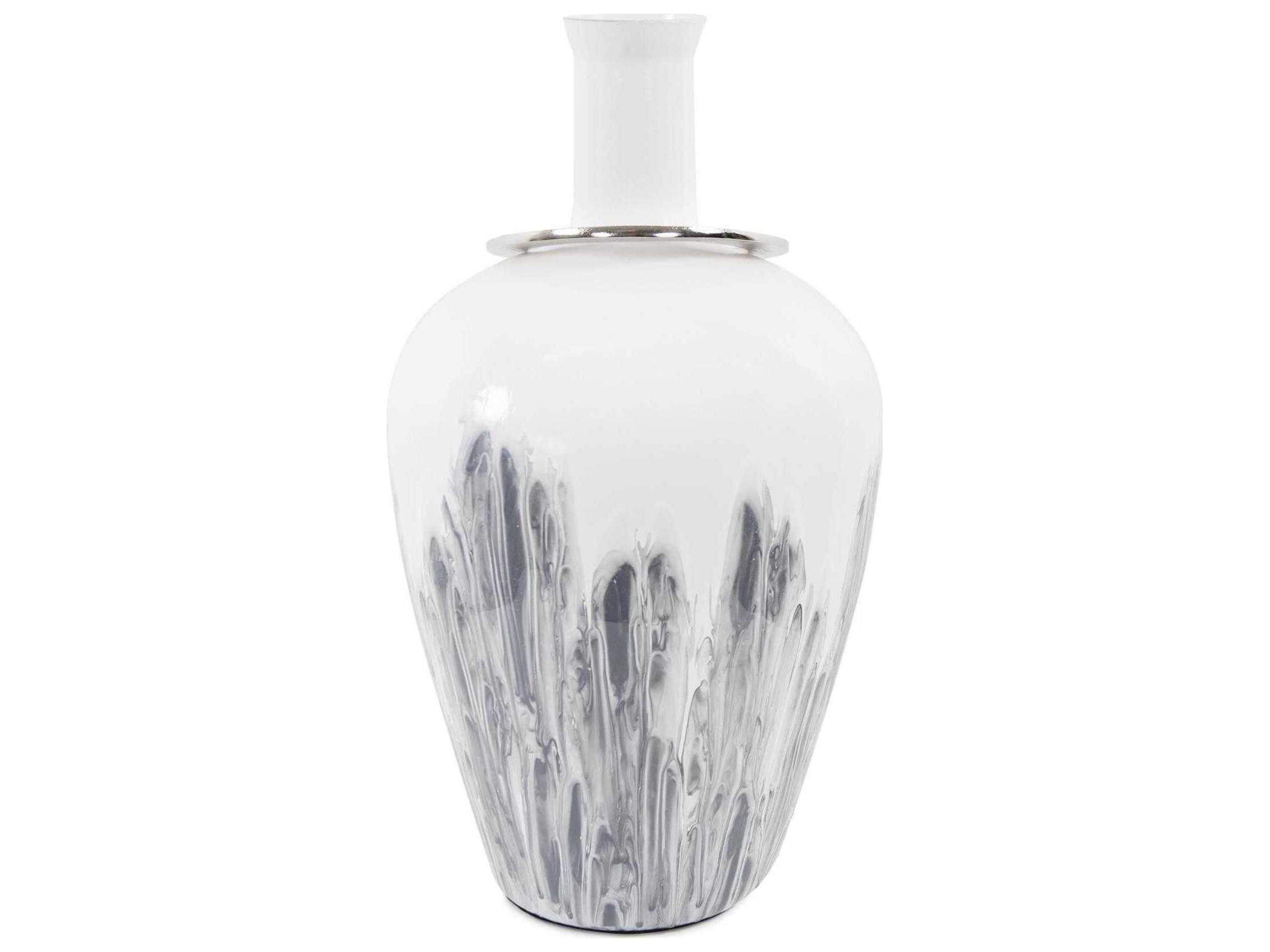 Howard Elliott Albrecht White Nickel Thin Necked Glass Vase