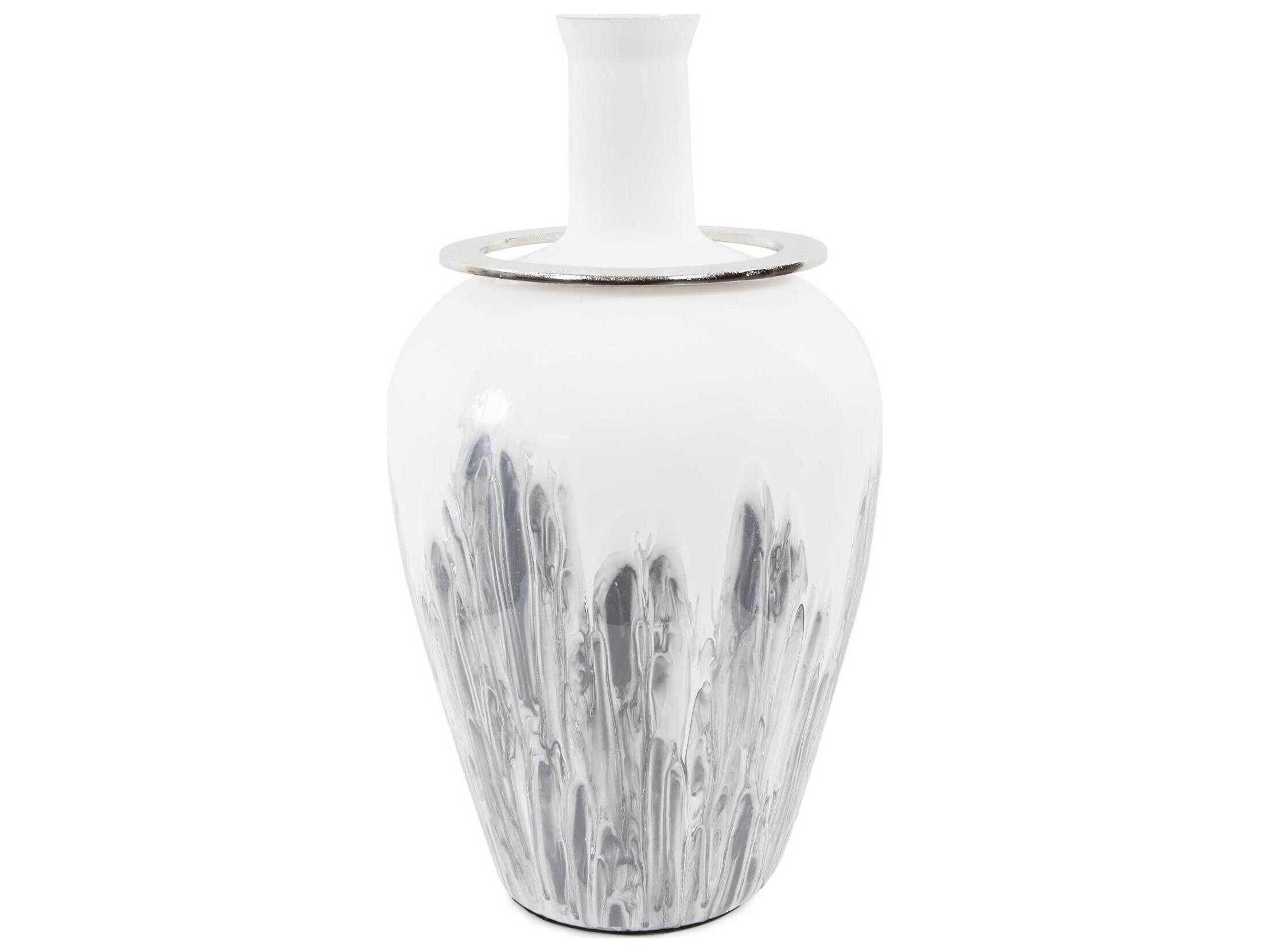 Howard Elliott Albrecht White Nickel Thin Necked Glass Vase