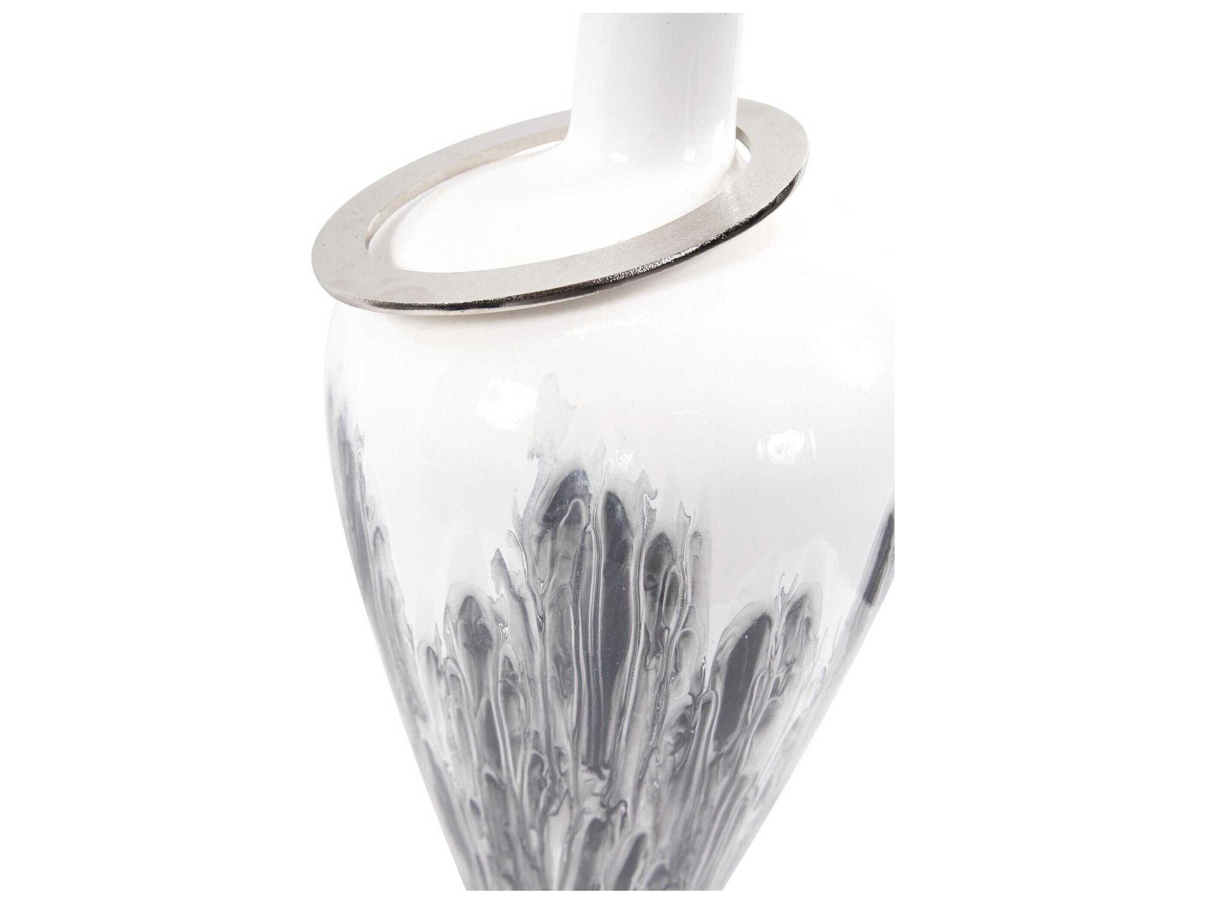 Howard Elliott Albrecht White Nickel Thin Necked Glass Vase
