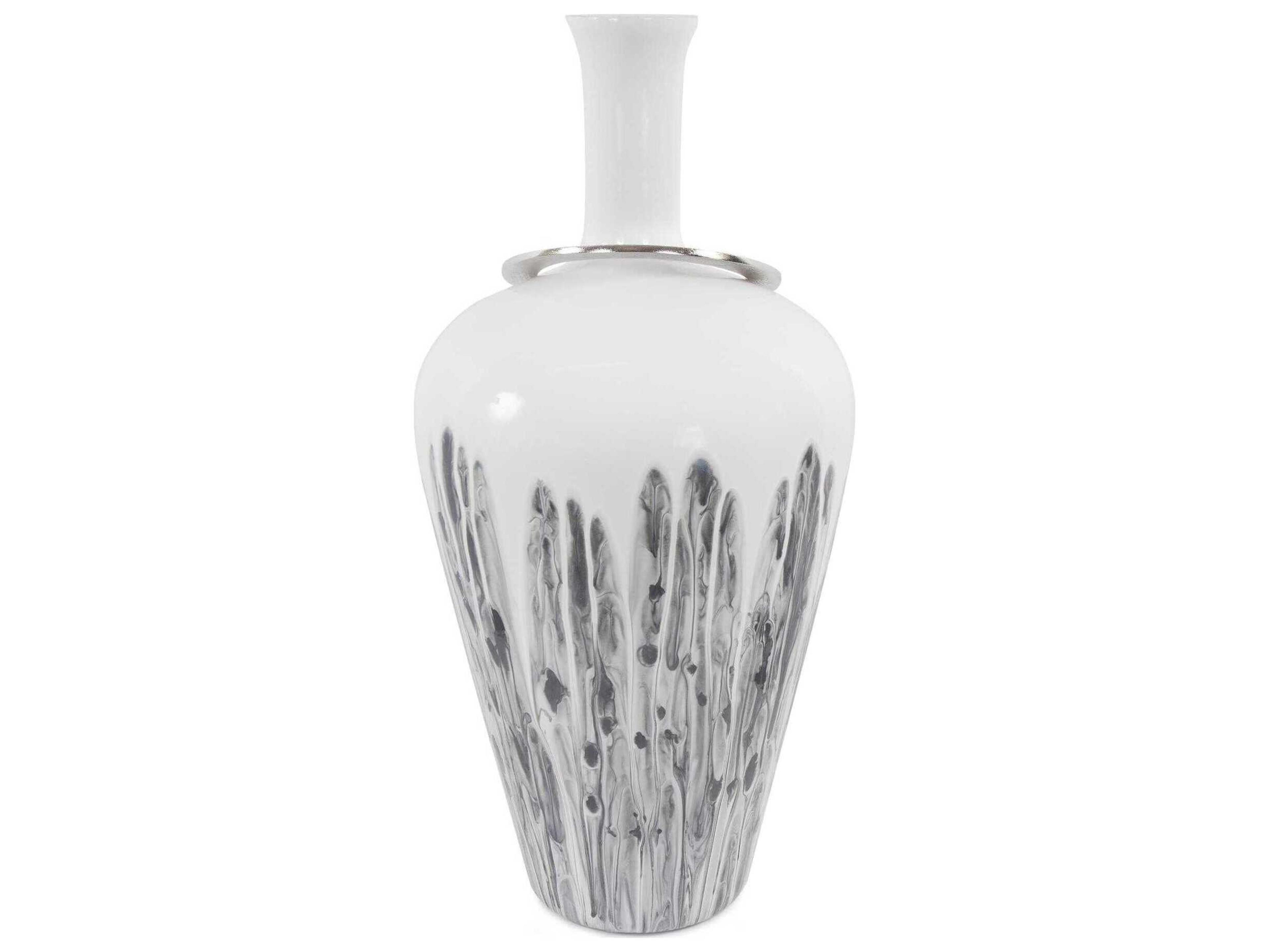 Howard Elliott Albrecht White Nickel Thin Necked Glass Vase