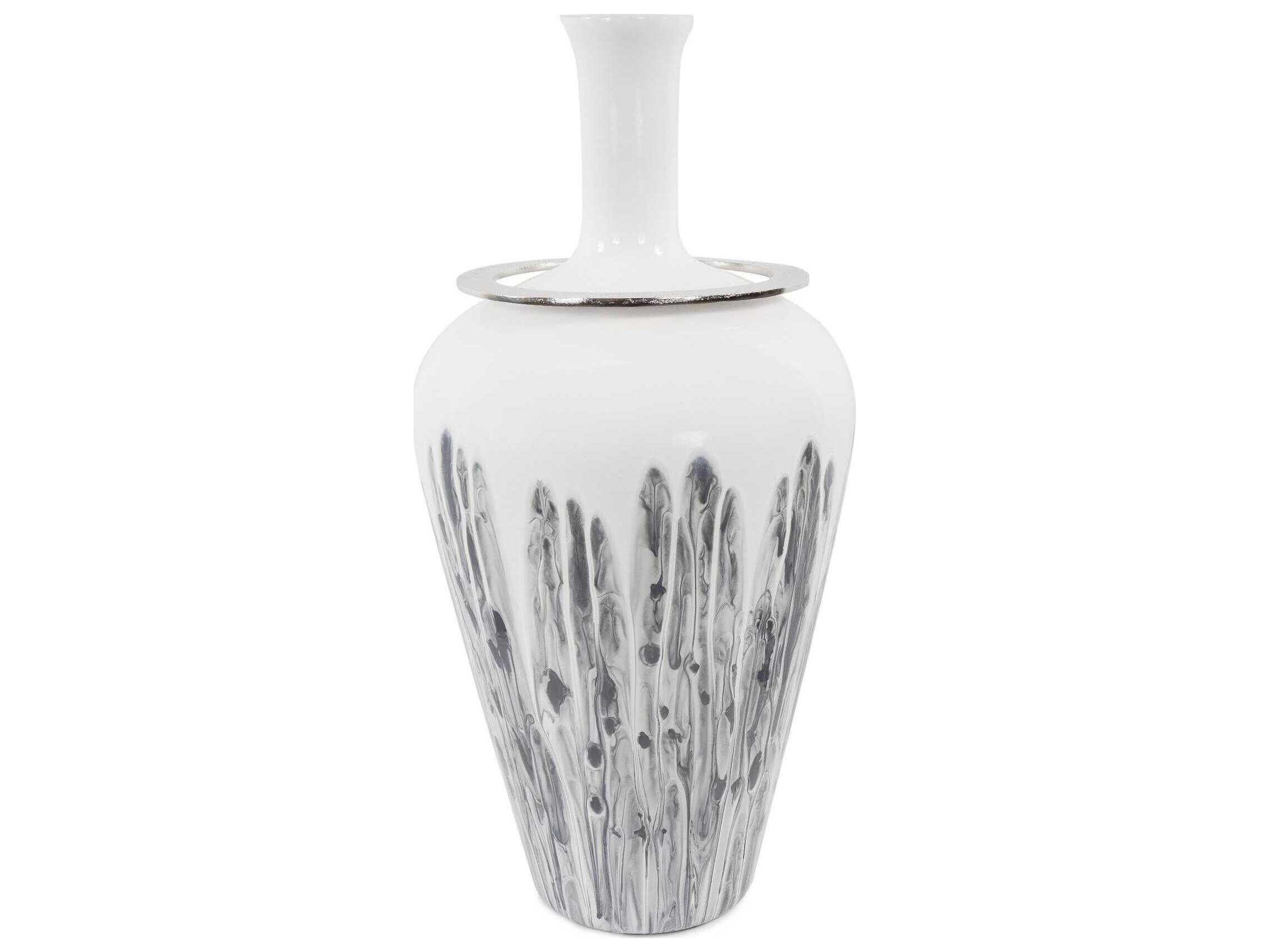 Howard Elliott Albrecht White Nickel Thin Necked Glass Vase