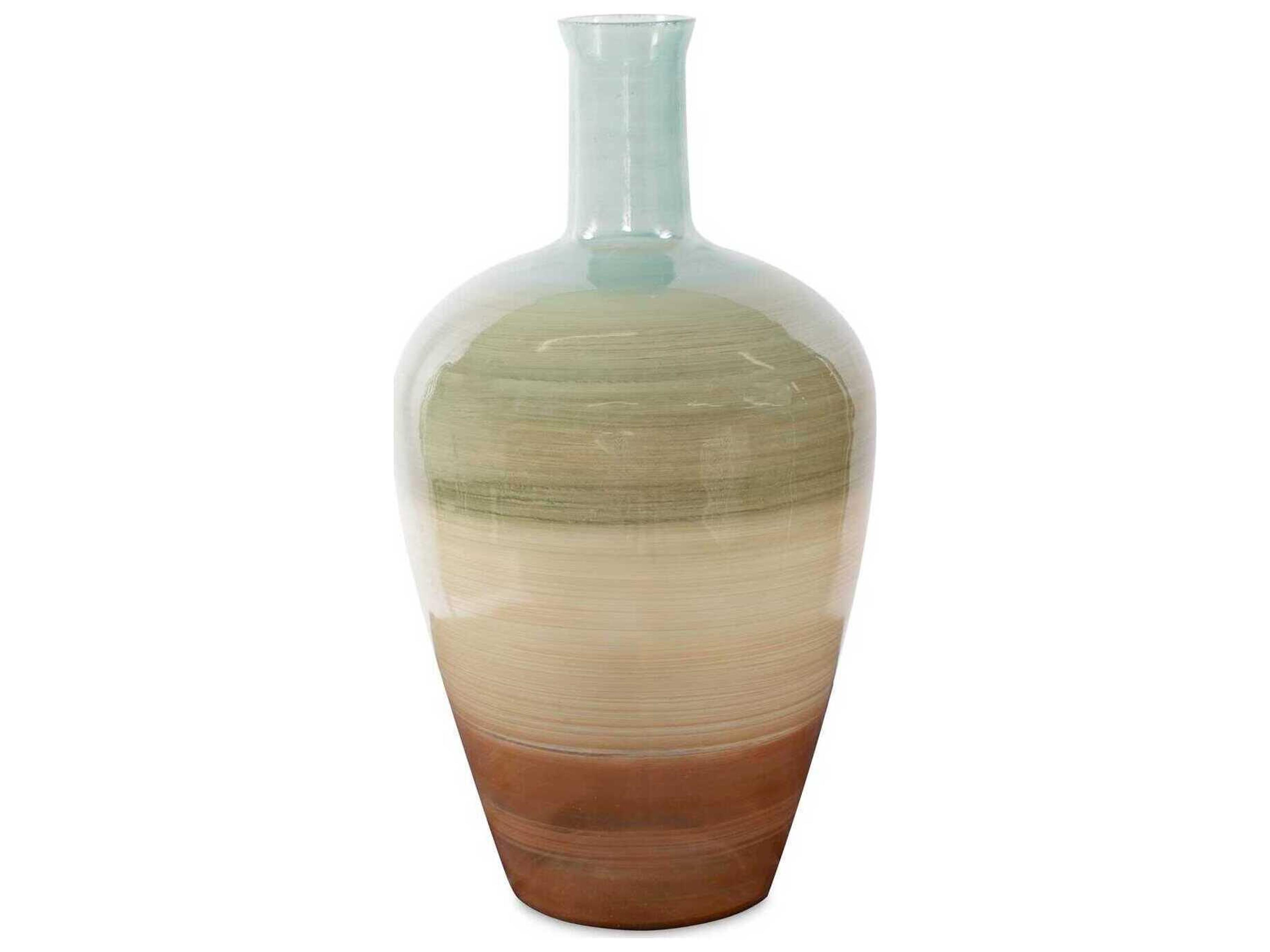 Howard Elliott Capri Teal Green Brown Bottle Vase