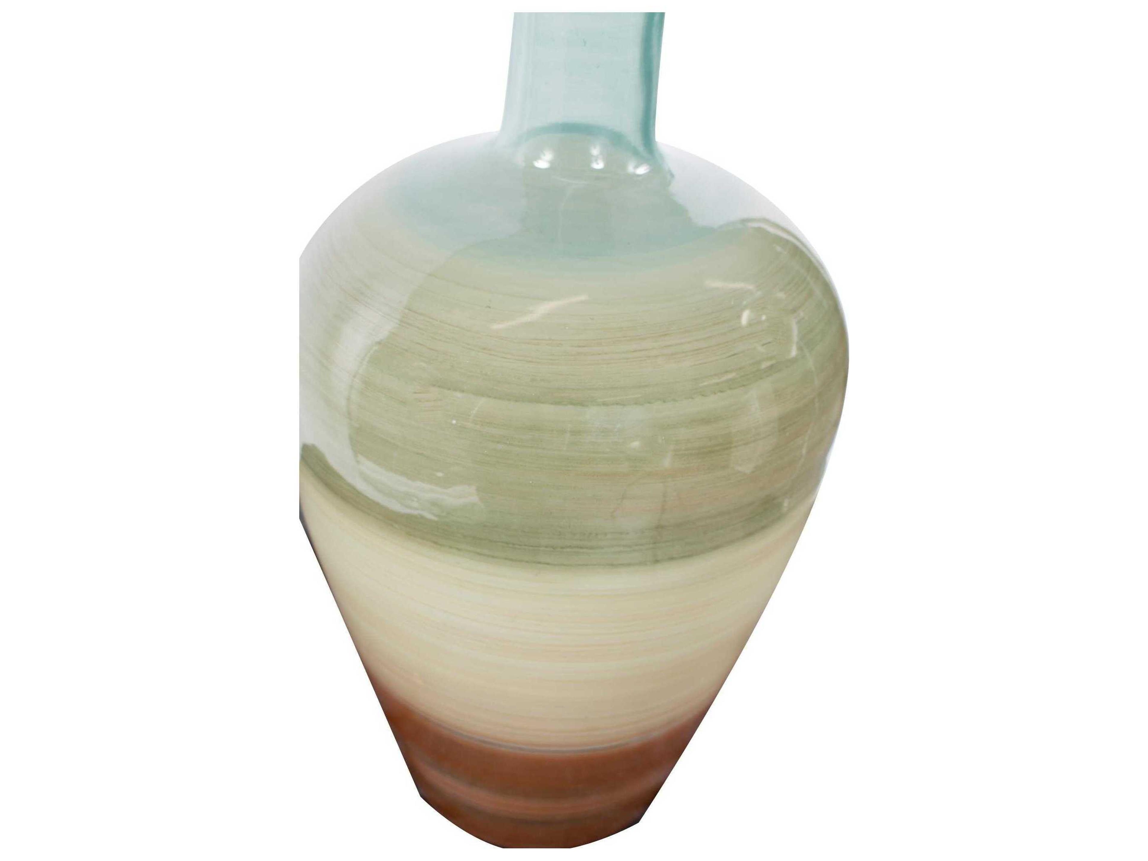 Howard Elliott Capri Teal Green Brown Bottle Vase