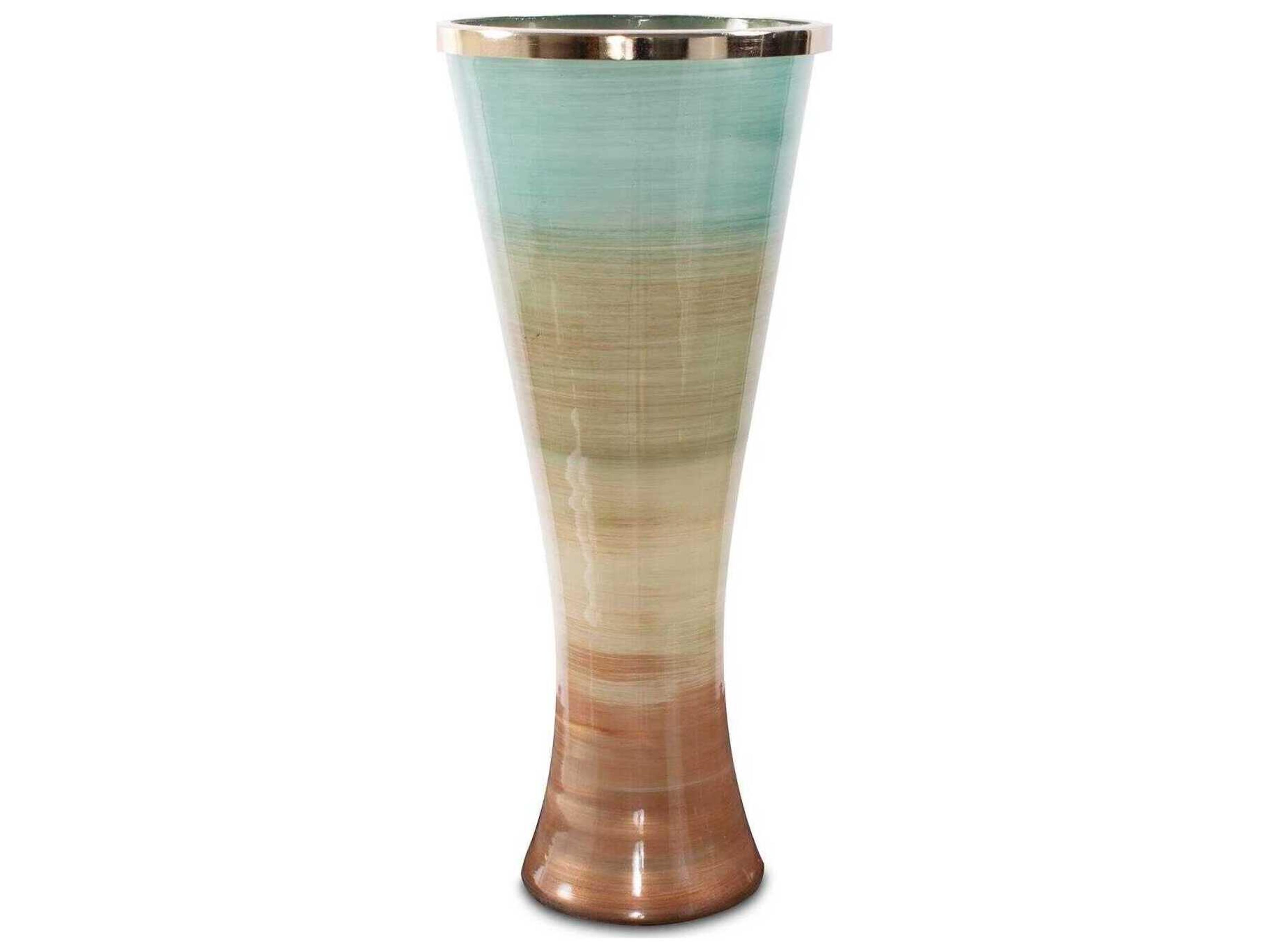 Howard Elliott Capri Teal Green Brown Vase