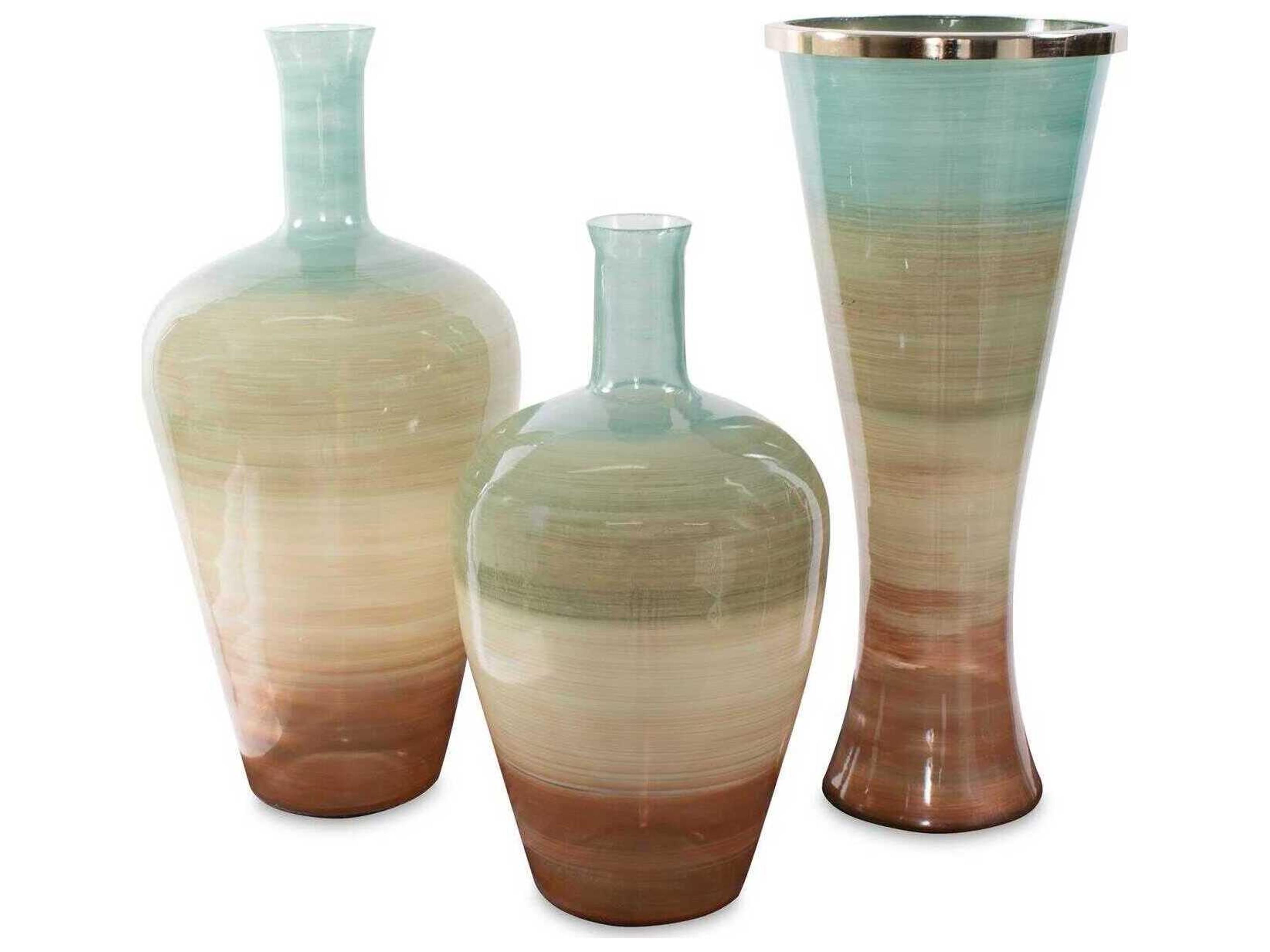 Howard Elliott Capri Teal Green Brown Vase