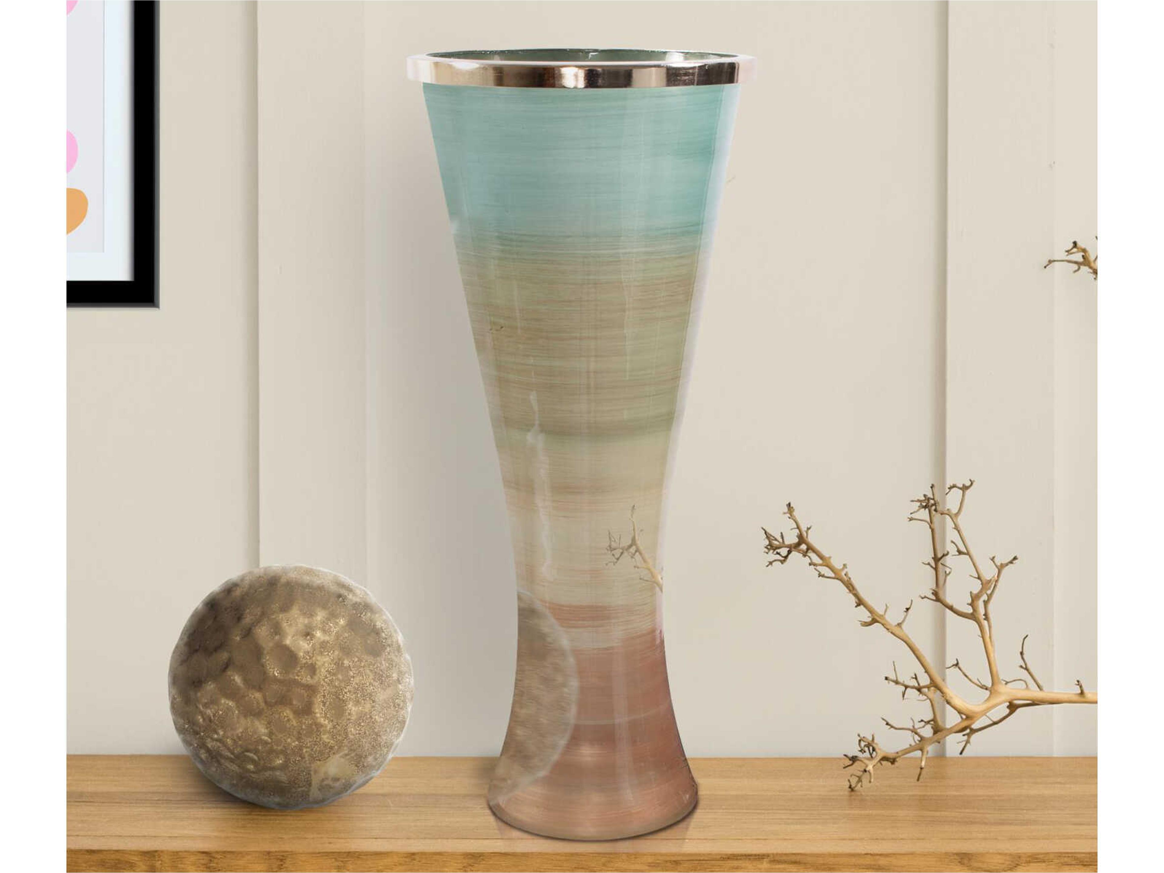 Howard Elliott Capri Teal Green Brown Vase