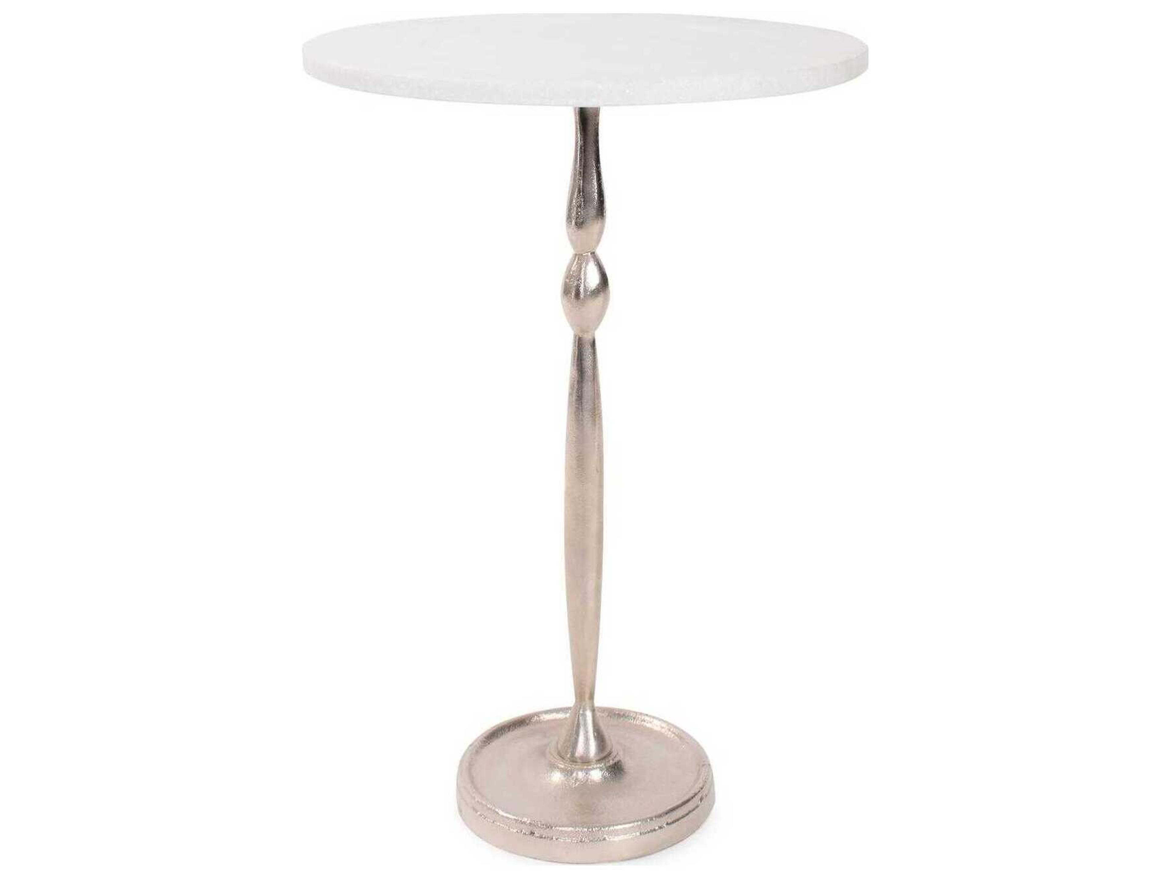 Elisa Round Marbled White End Table