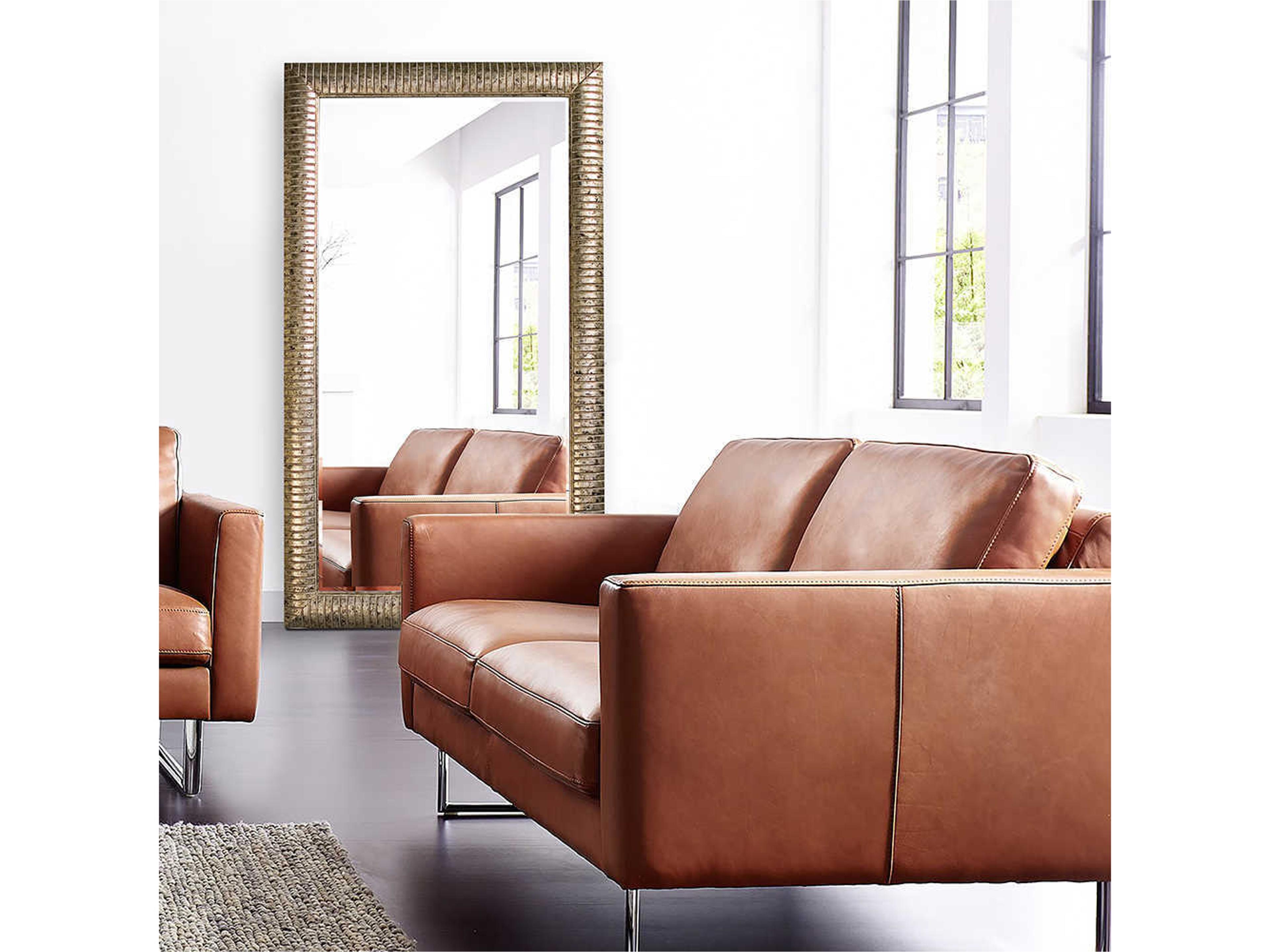 Howard Elliott Daniel Silver Leaf Rectangular Floor Mirror