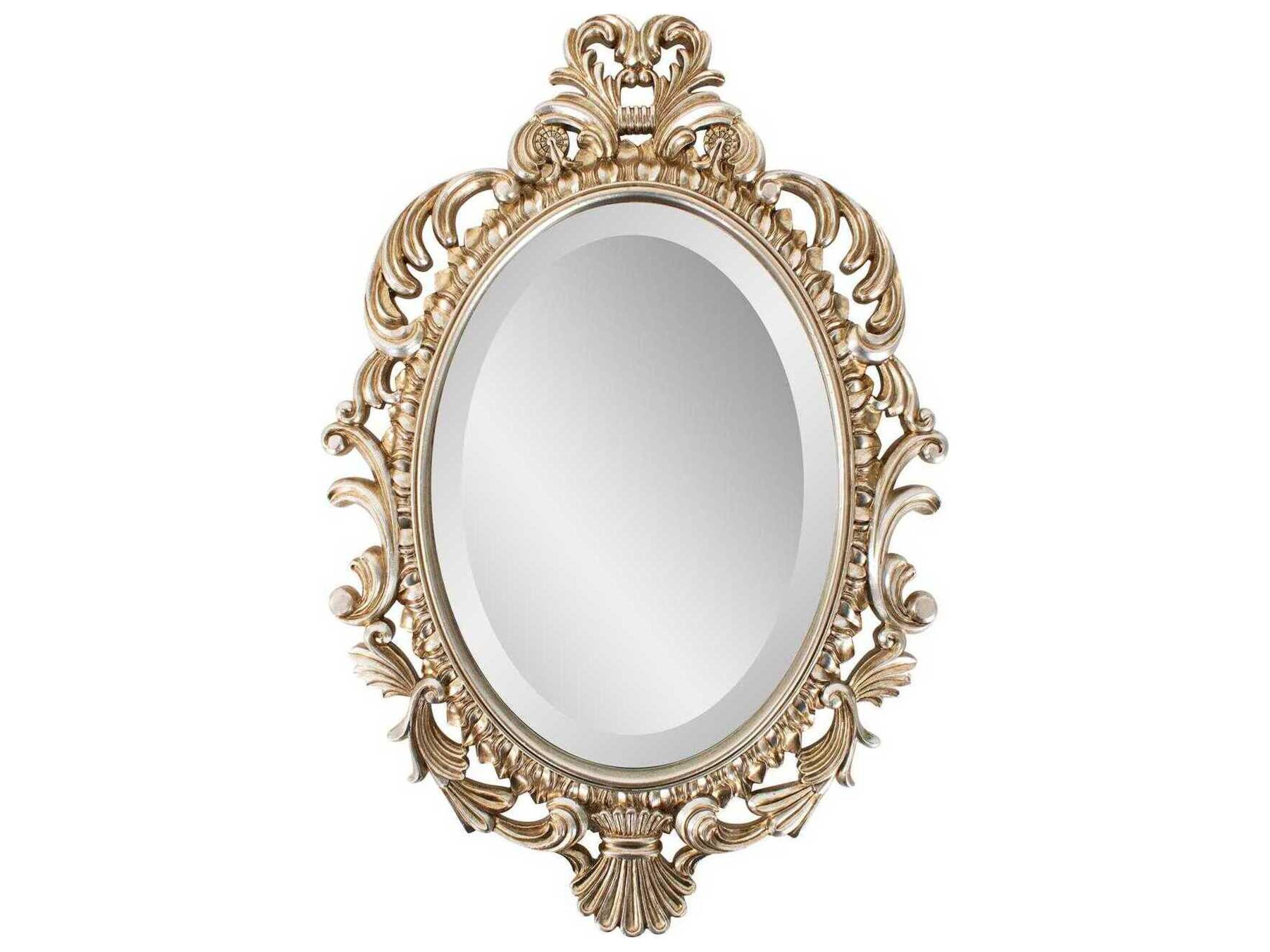 French D' Amboise Antique Silver Oval Wall Mirror