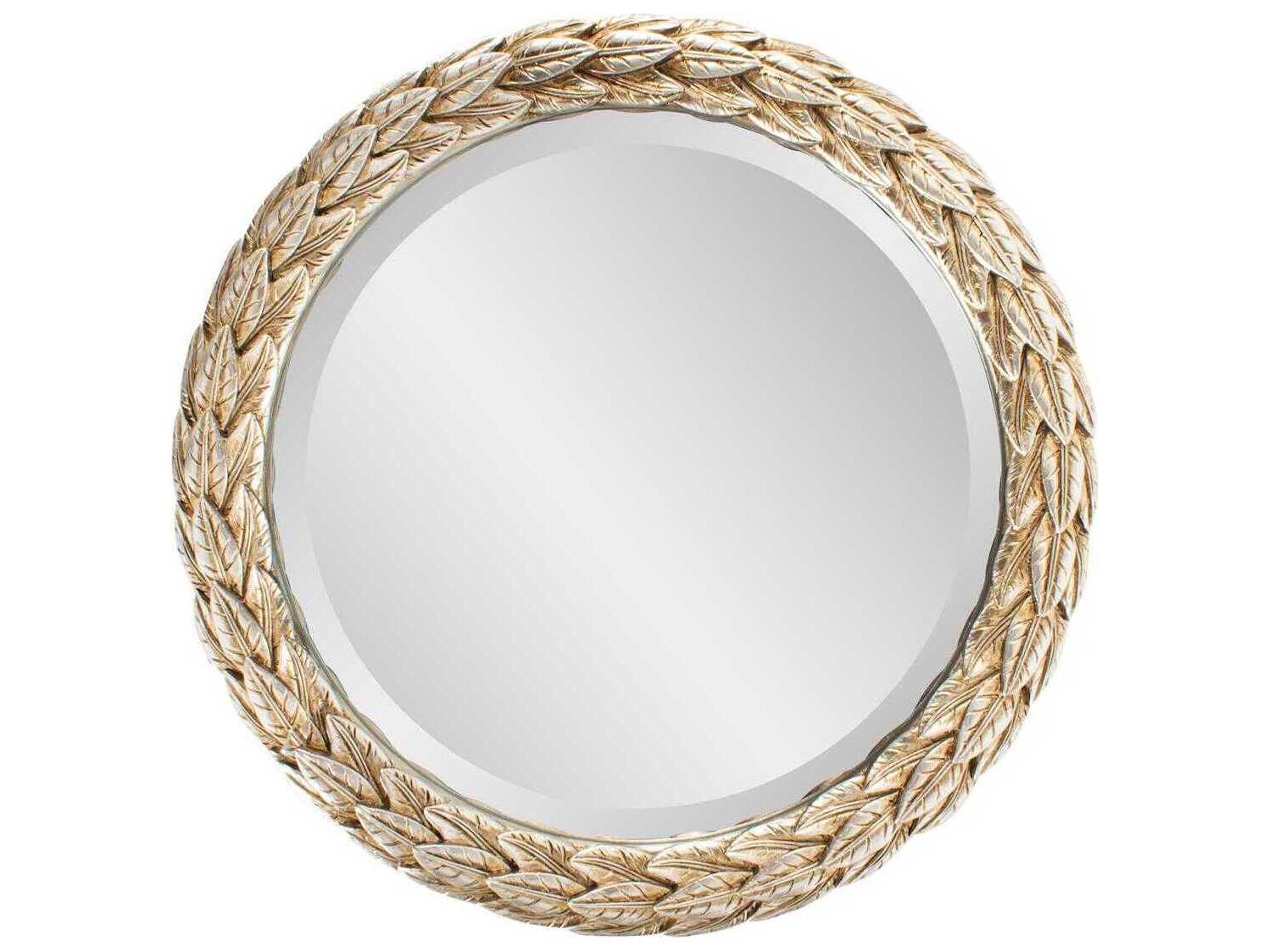 French D' Amboise Antique Silver Round Wall Mirror