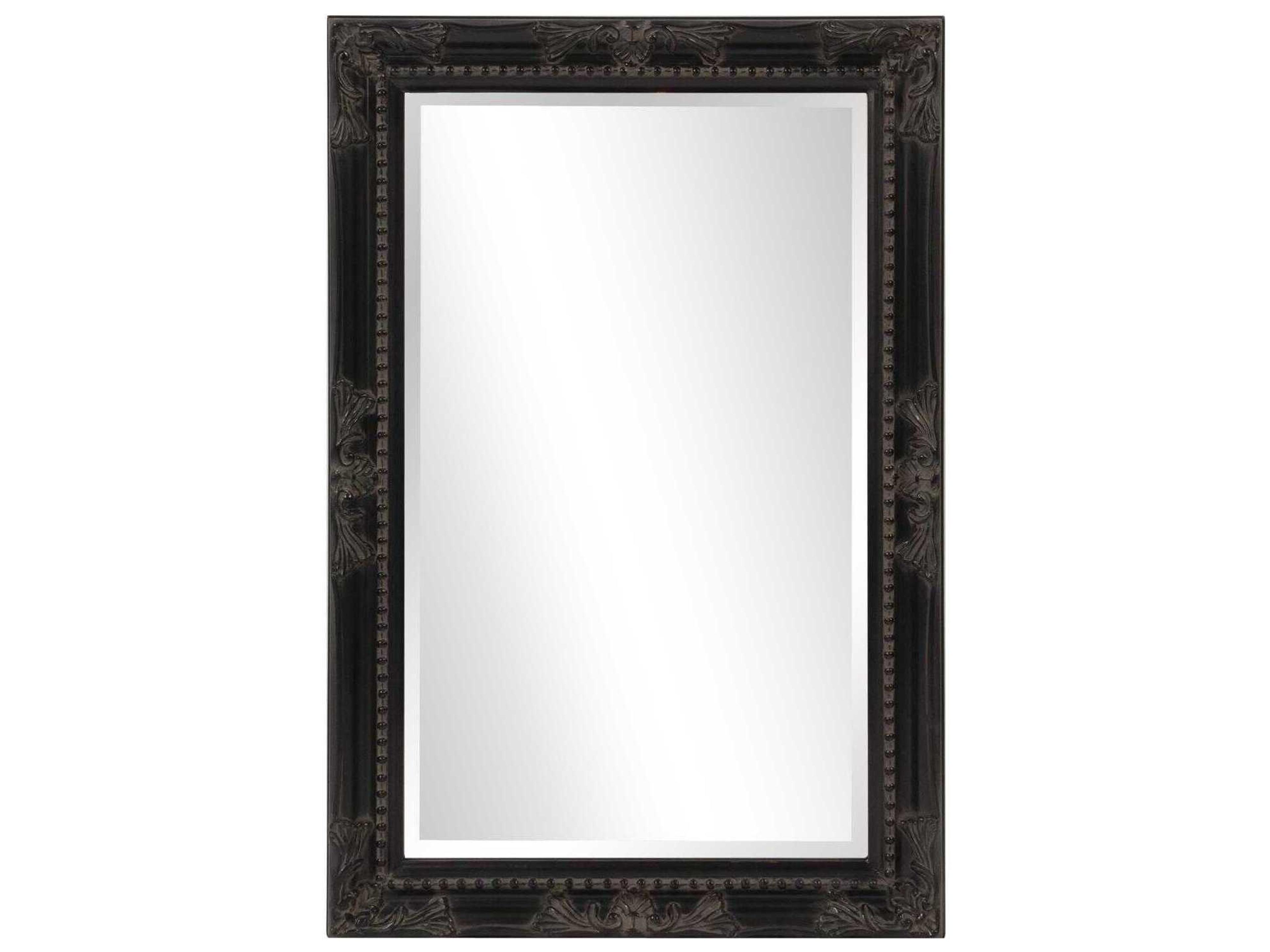 Howard Elliott Queen Ann Antique Black Rectangular Wall Mirror