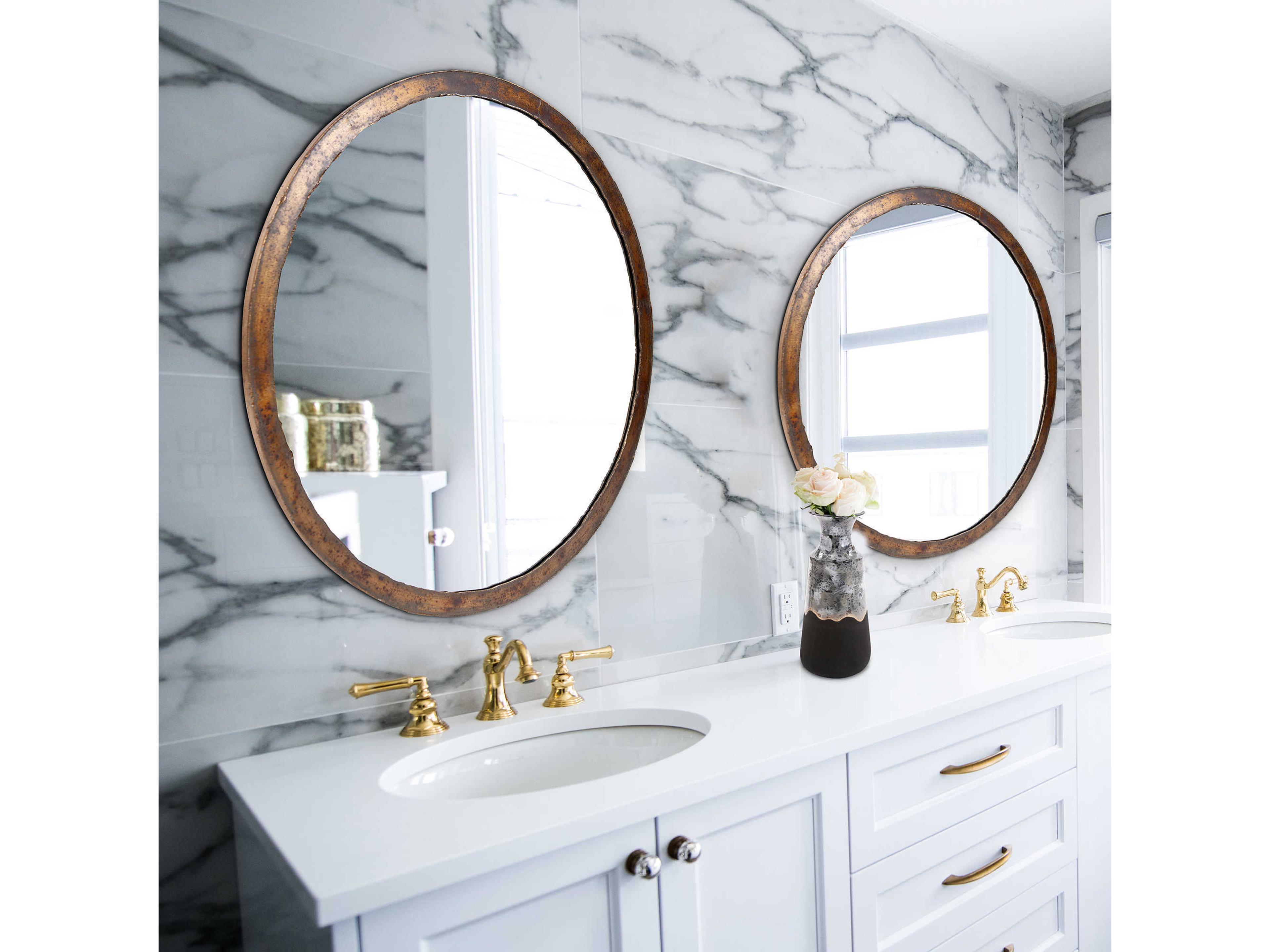 Howard Elliott Marius Acid Treated Round Wall Mirror