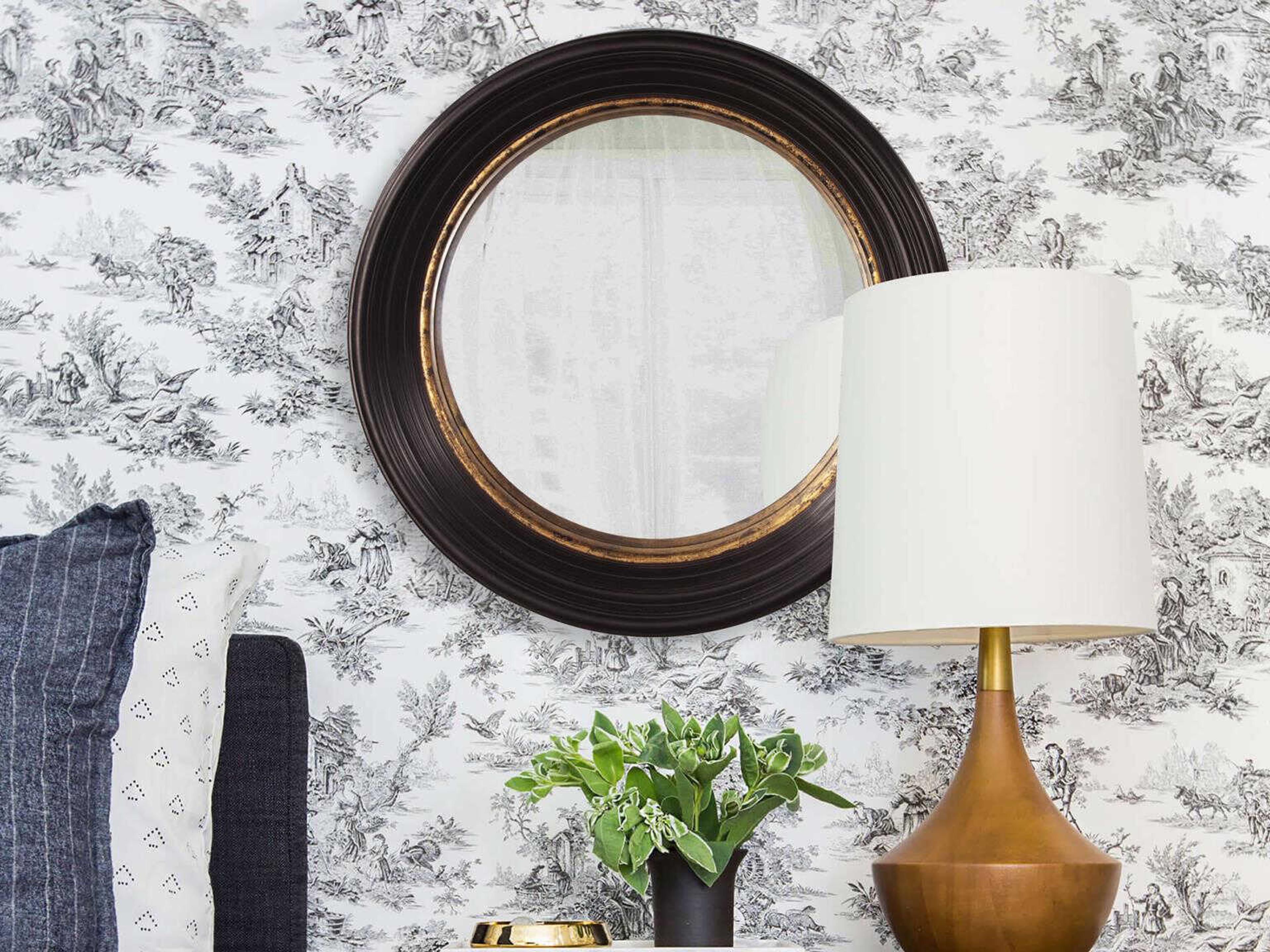 Howard Elliott Rex Matte Gold Leaf Round Wall Mirror