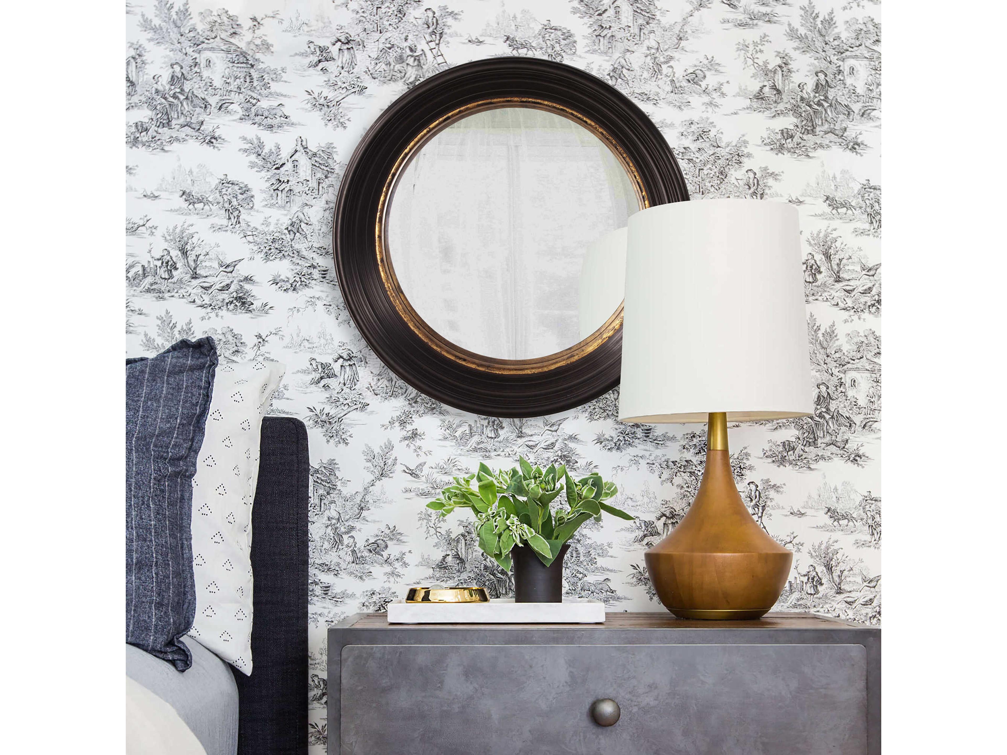 Howard Elliott Rex Matte Gold Leaf Round Wall Mirror