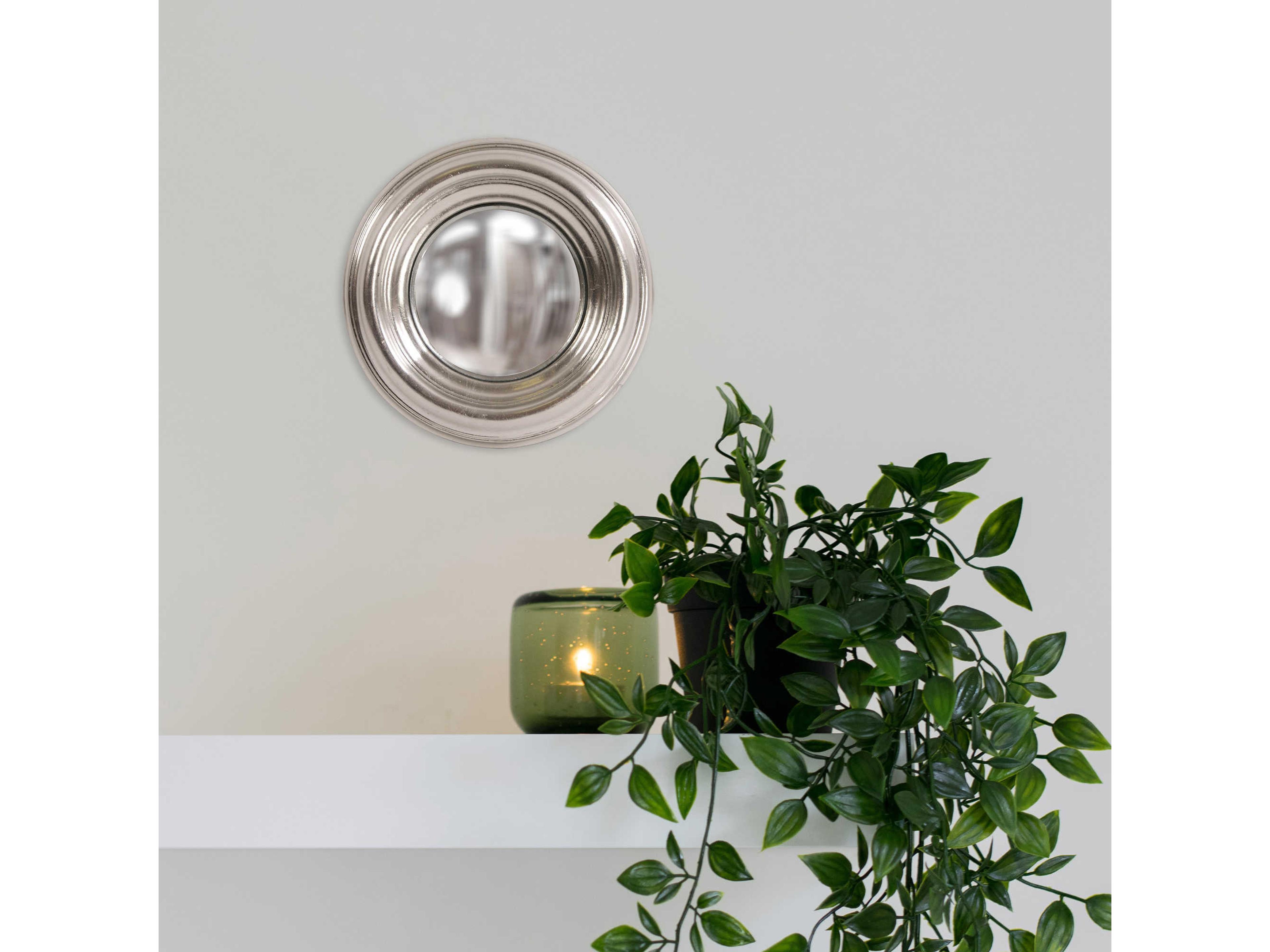 Howard Elliott Sylvia Bright Silver Round Wall Mirror