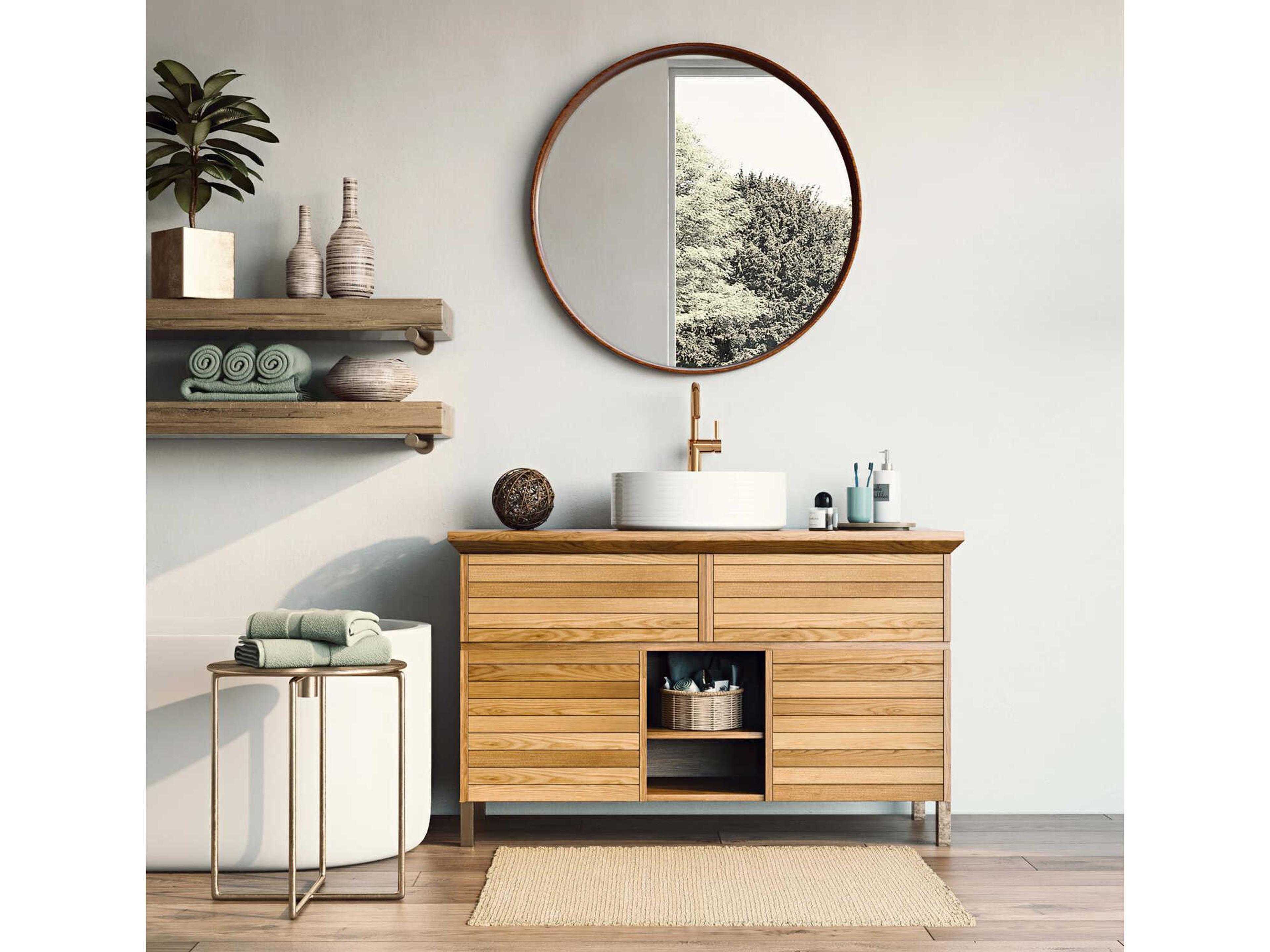 Howard Elliott Reagan Reddish Brown Round Wall Mirror