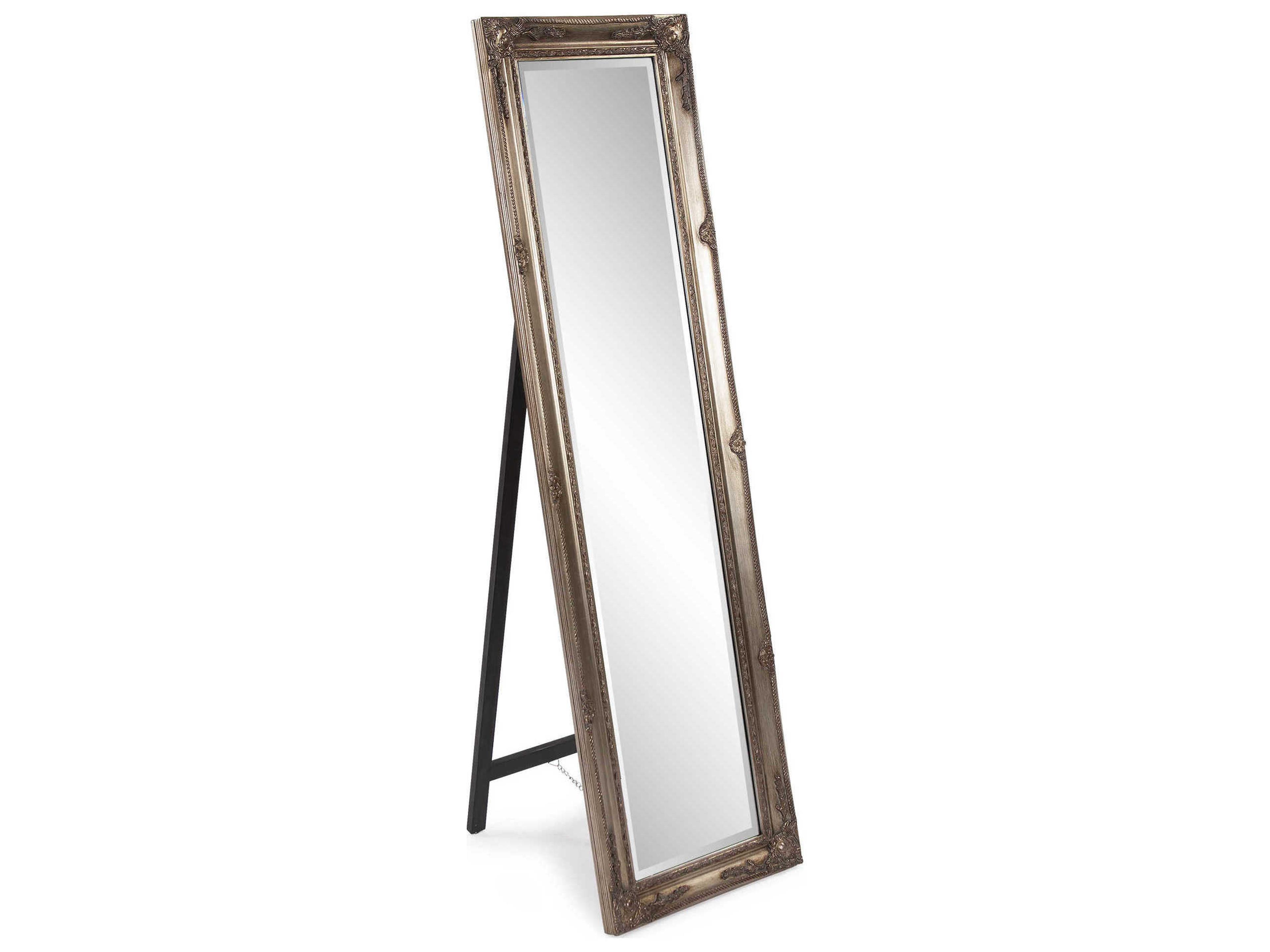 Queen Ann Antique Silver Rectangular Floor Mirror