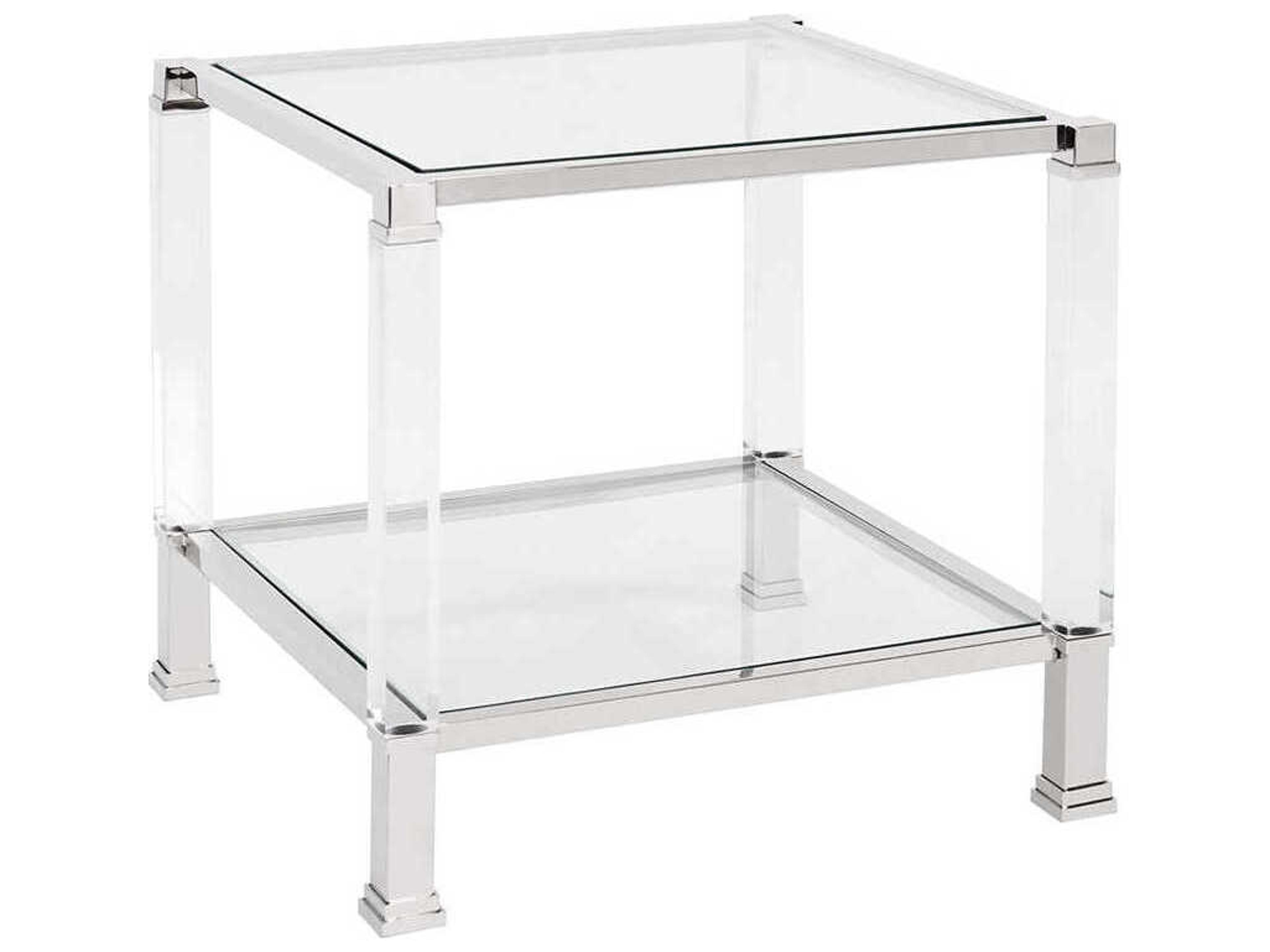 Clare Square Glass Silver End Table