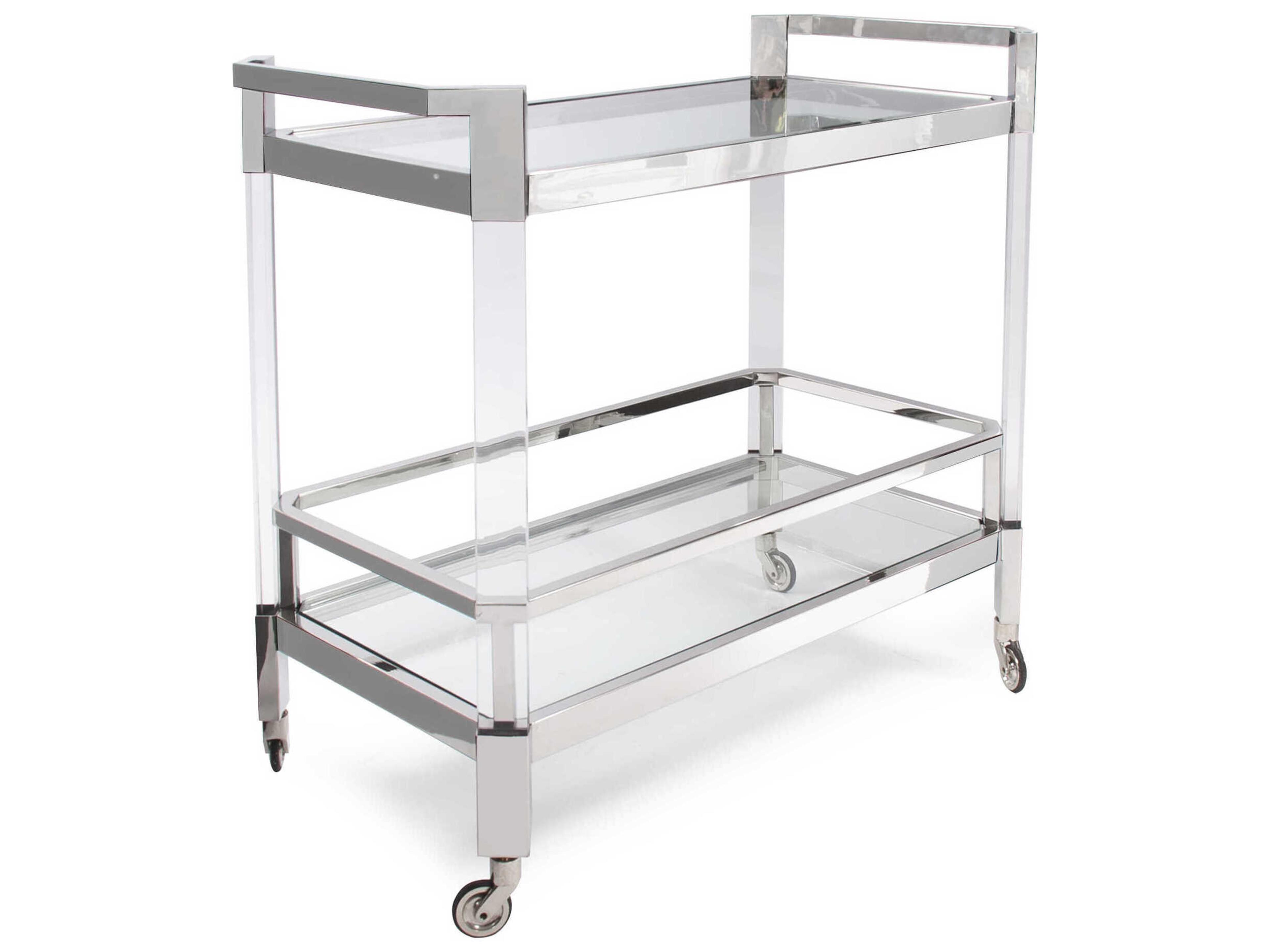 Stainless Steel and Acrylic Bar Cart Glass Silver Bar Cart