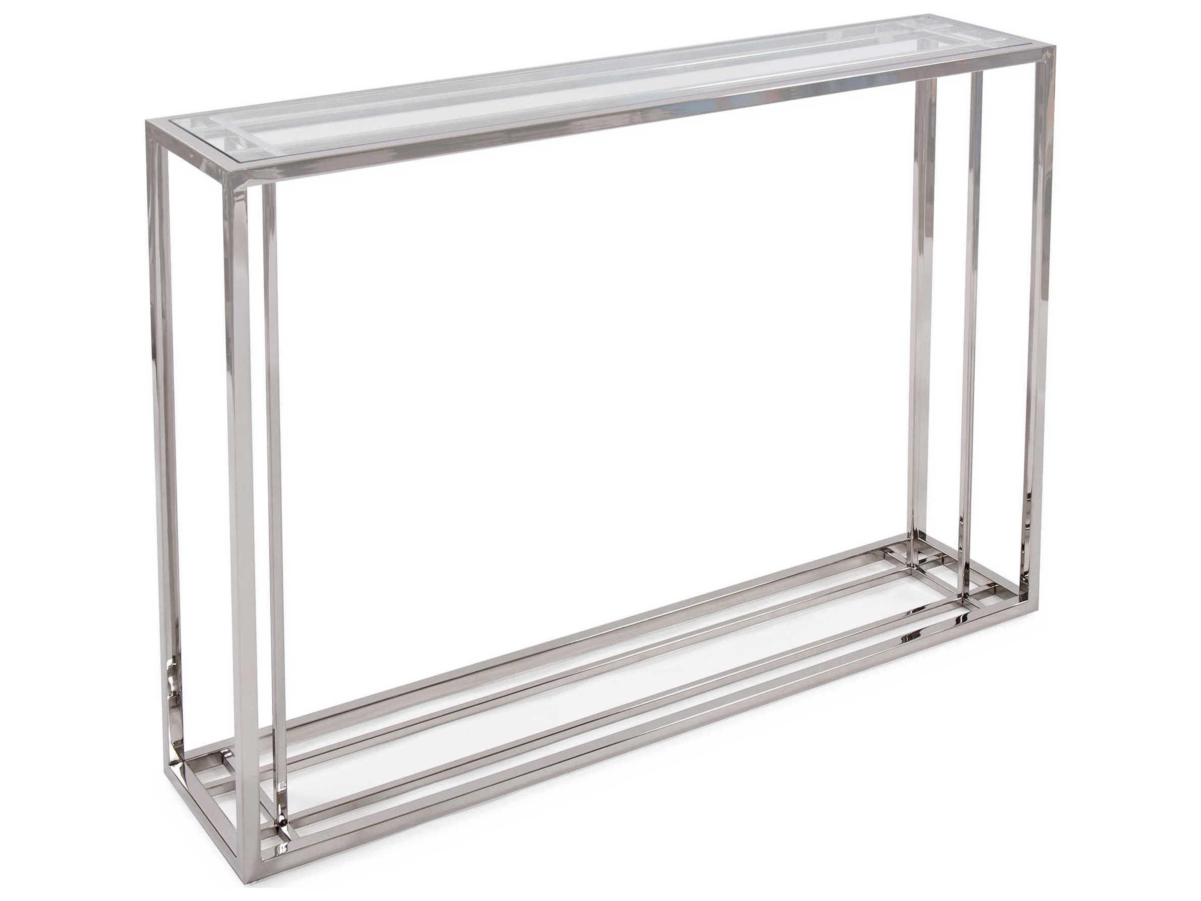Rectangular Glass Polished Stainless Steel Console Table