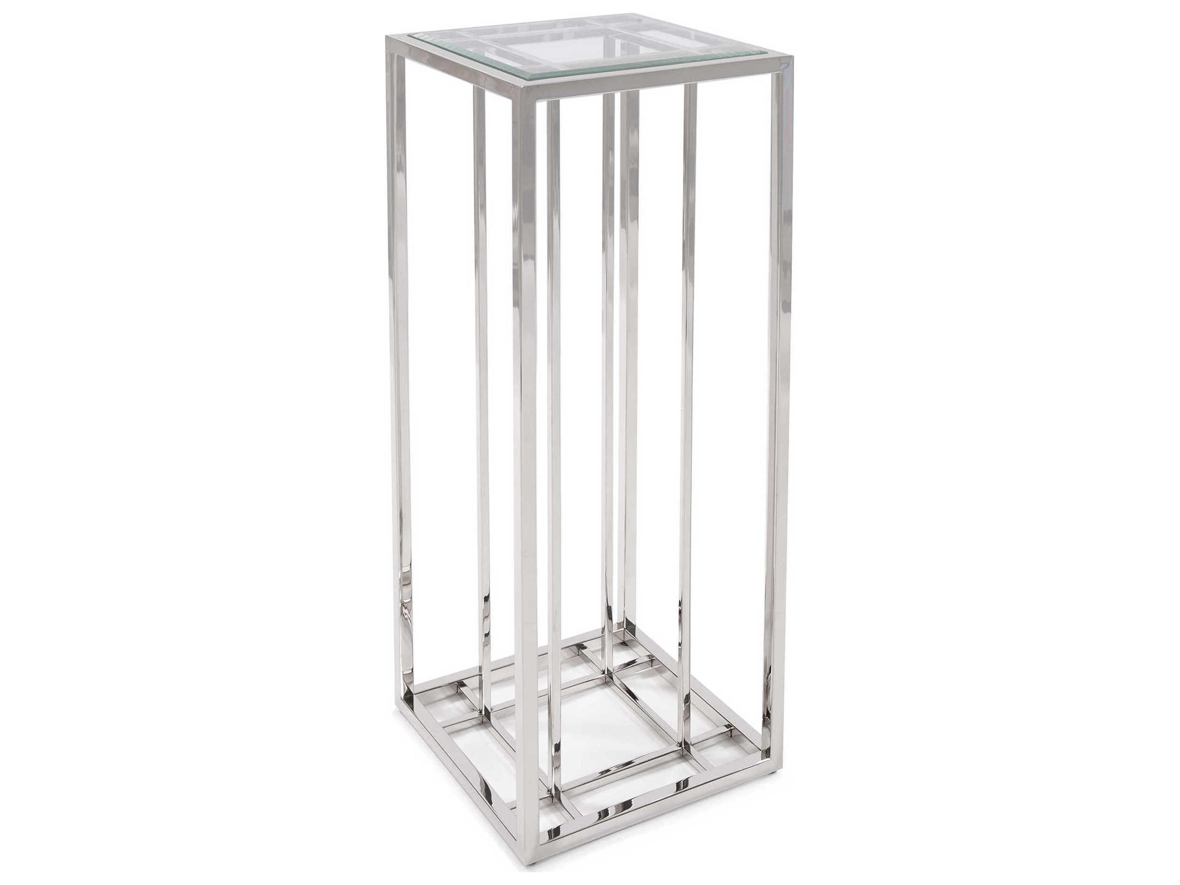 Square Glass Polished Stainless Steel End Table