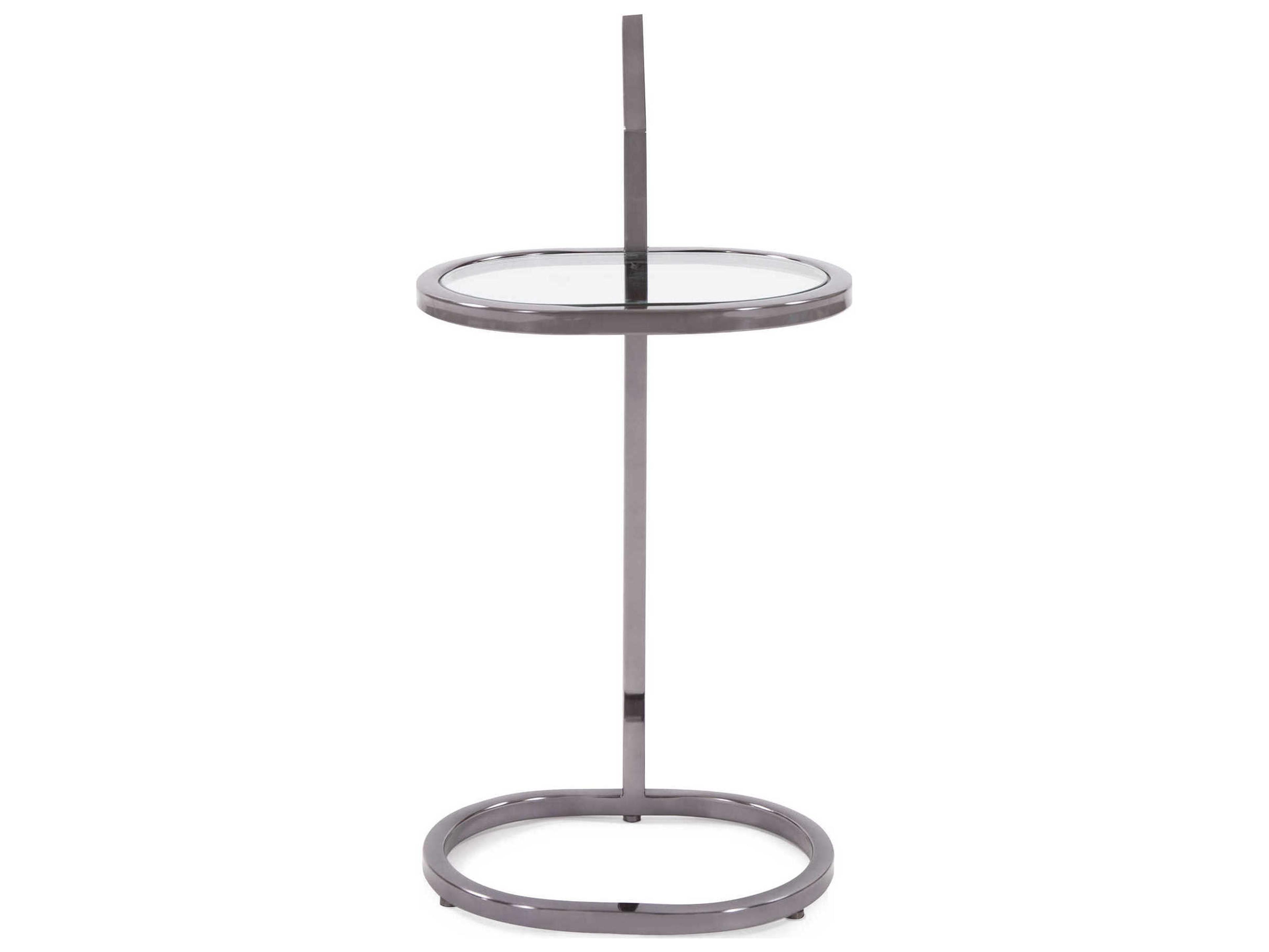 Howard Elliott Oval Glass Black Nickel End Table