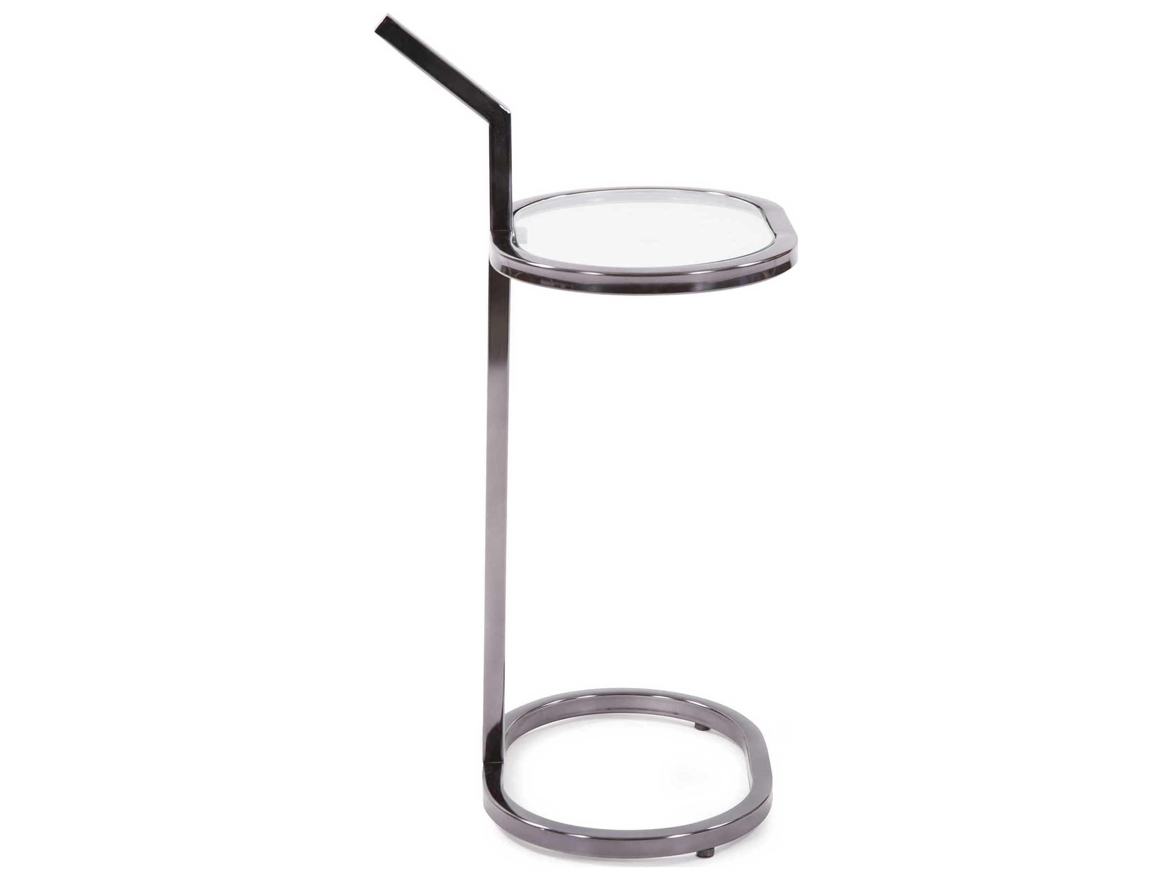 Howard Elliott Oval Glass Black Nickel End Table